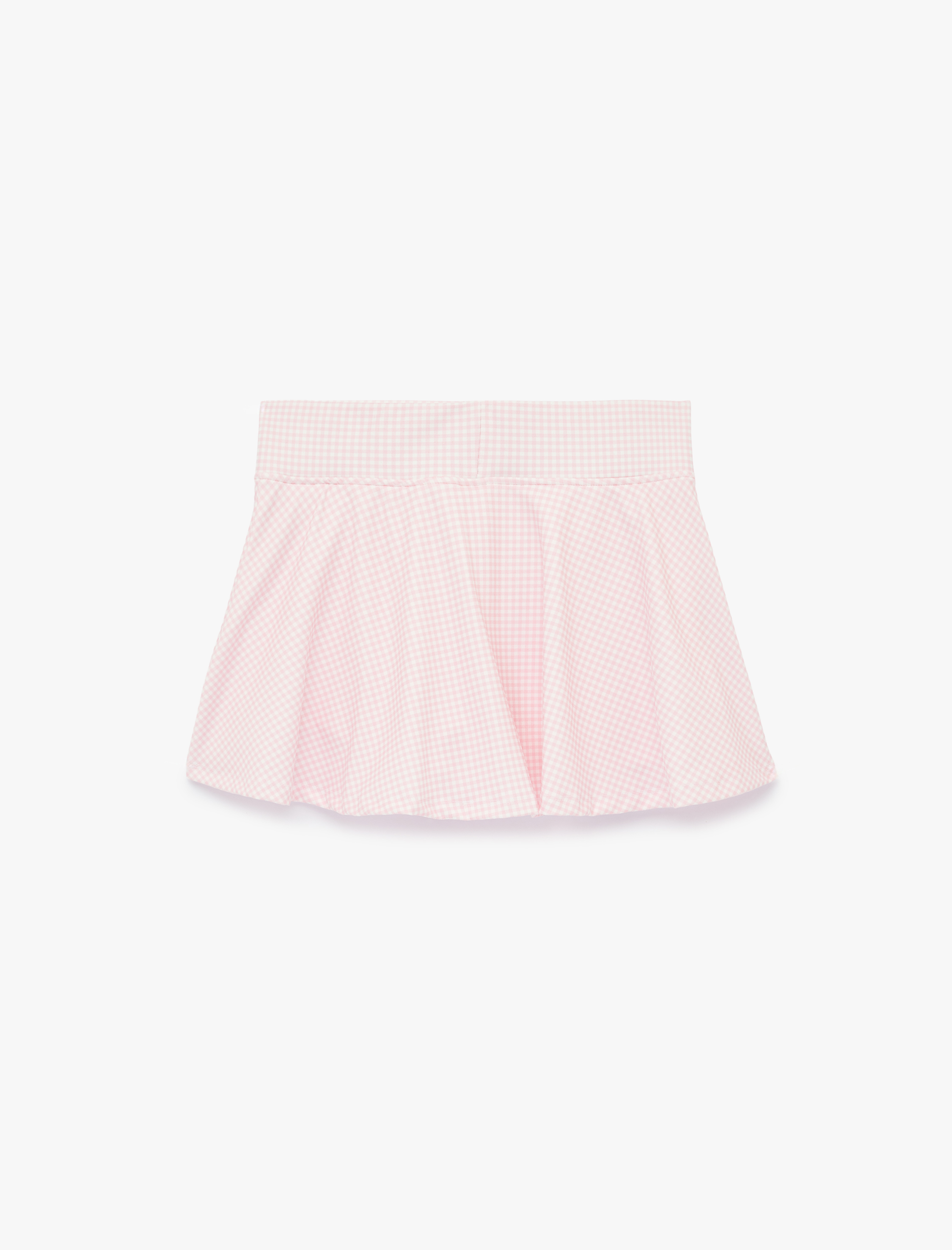   Yüksek Bel Pötikareli İnterlok Mini Spor Şort Etek