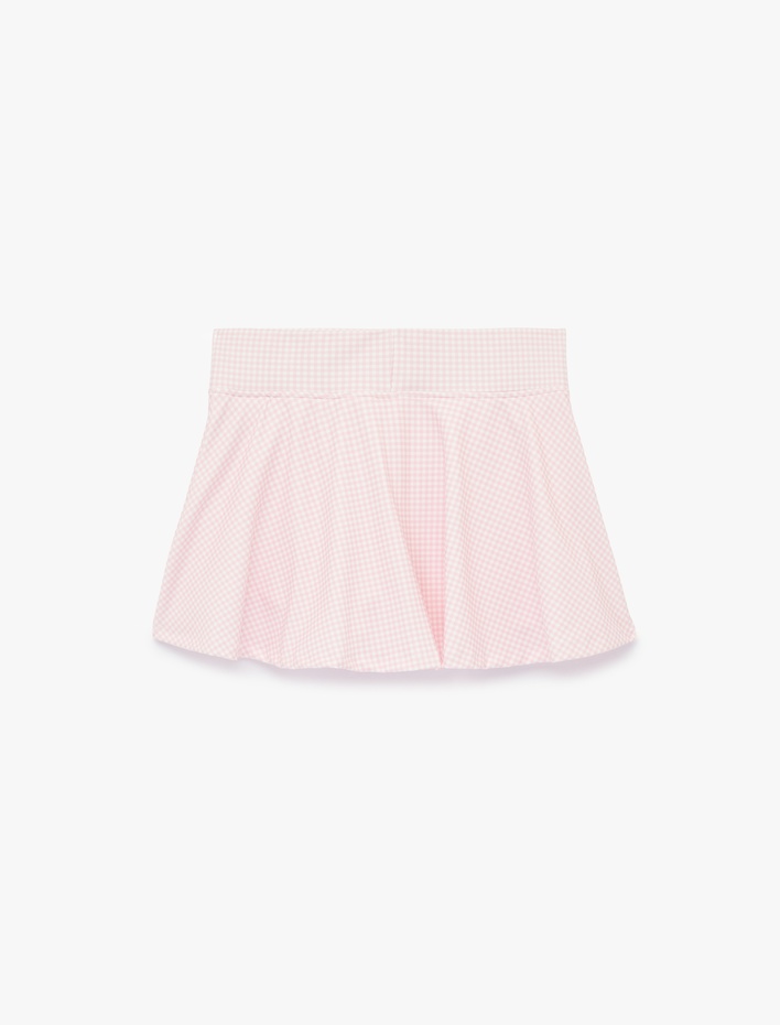  Yüksek Bel Pötikareli İnterlok Mini Spor Şort Etek