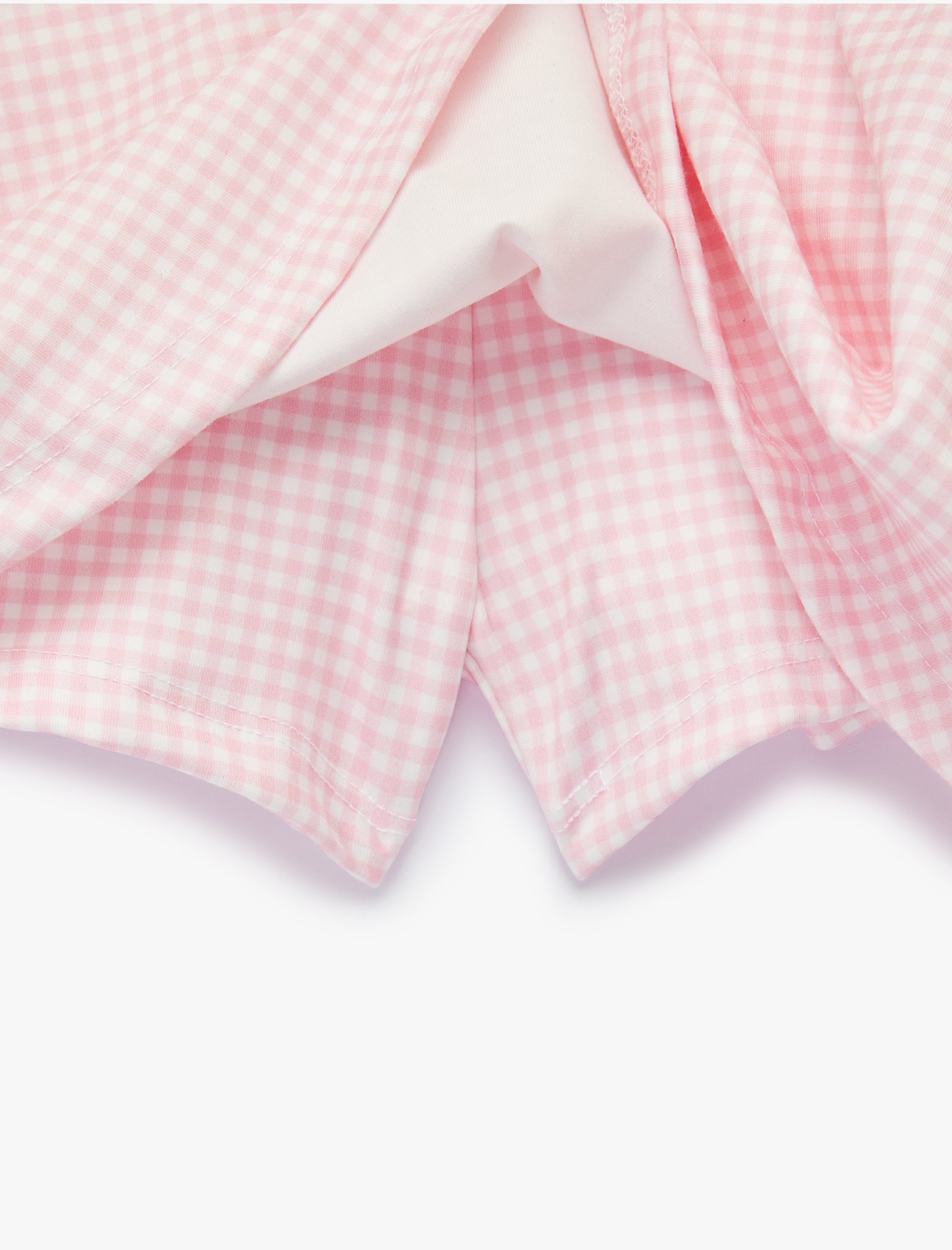   Yüksek Bel Pötikareli İnterlok Mini Spor Şort Etek