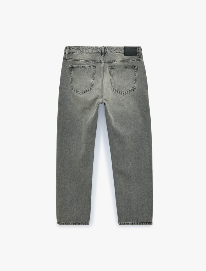  Normal Bel Cepli Pamuklu Vintage Straight Fit Jean Pantolon