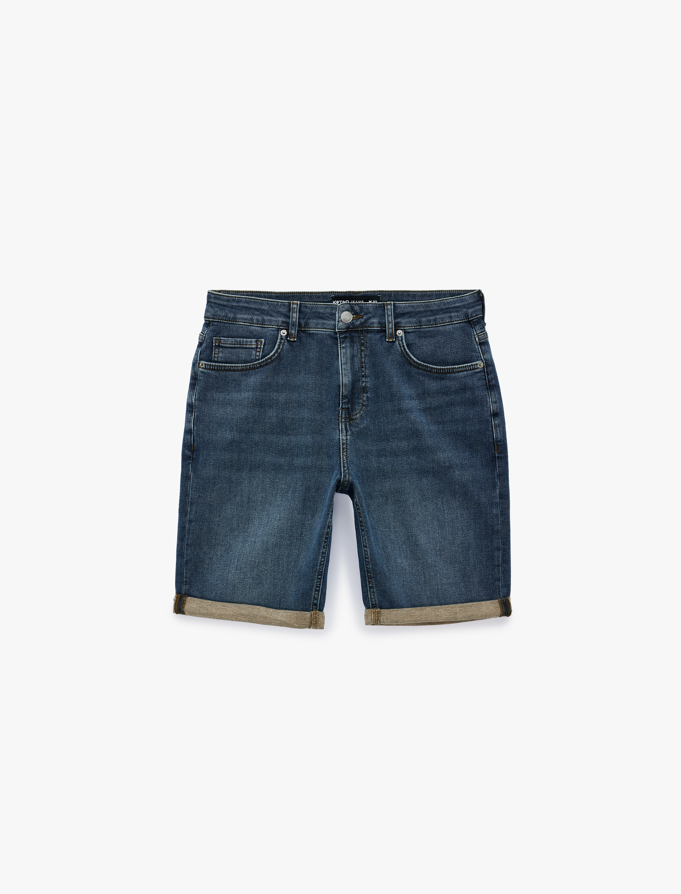   Normal Bel Pamuklu Bermuda Slim Fit Jean Şort