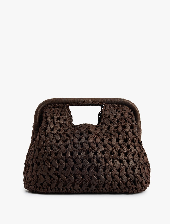 Kadın Zincir Askılı Hasır Clutch Çanta