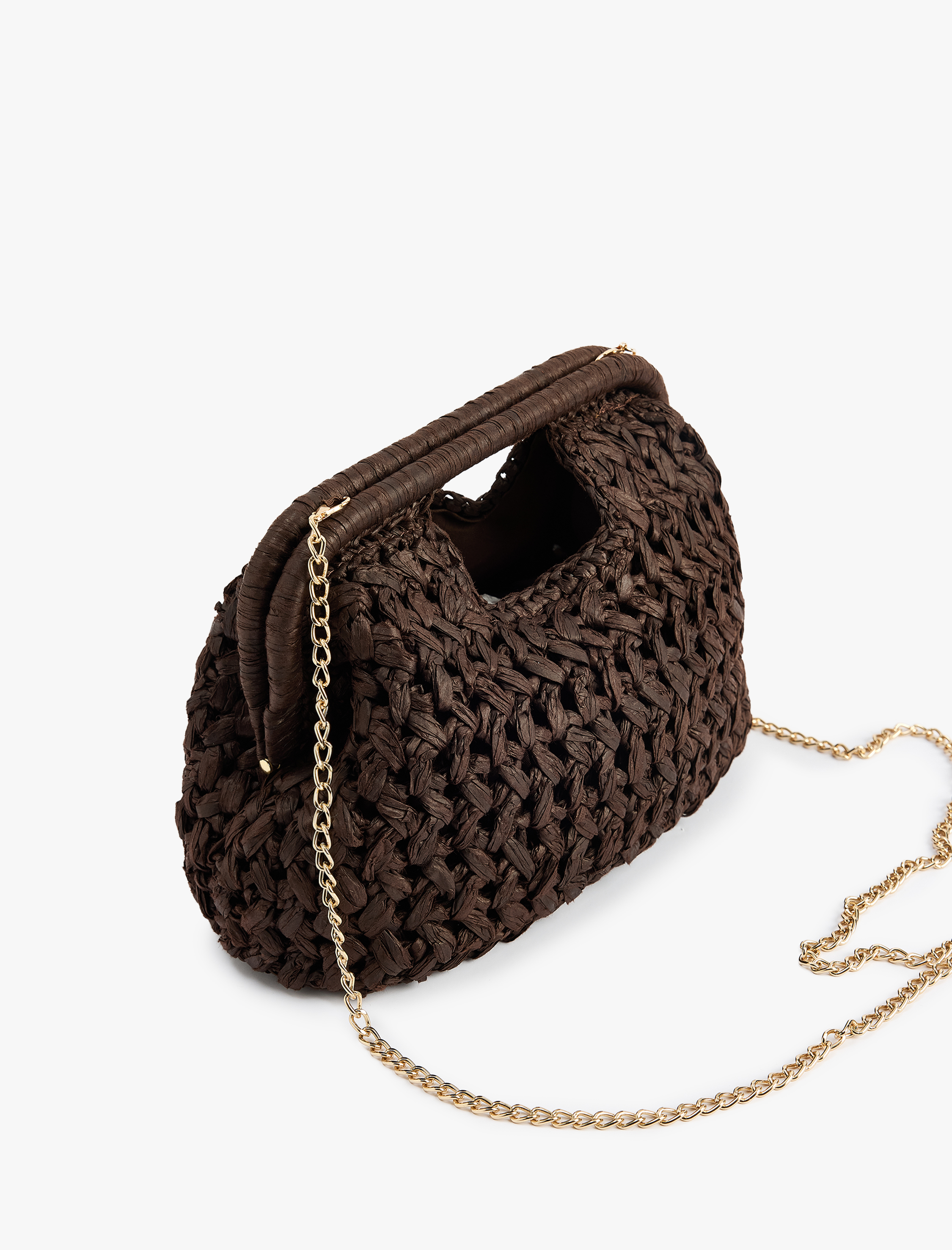  Kadın Zincir Askılı Hasır Clutch Çanta