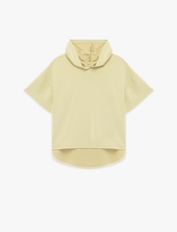 Viskon Karışımlı Modal Kumaş Kısa Kollu Kapüşonlu Tişört