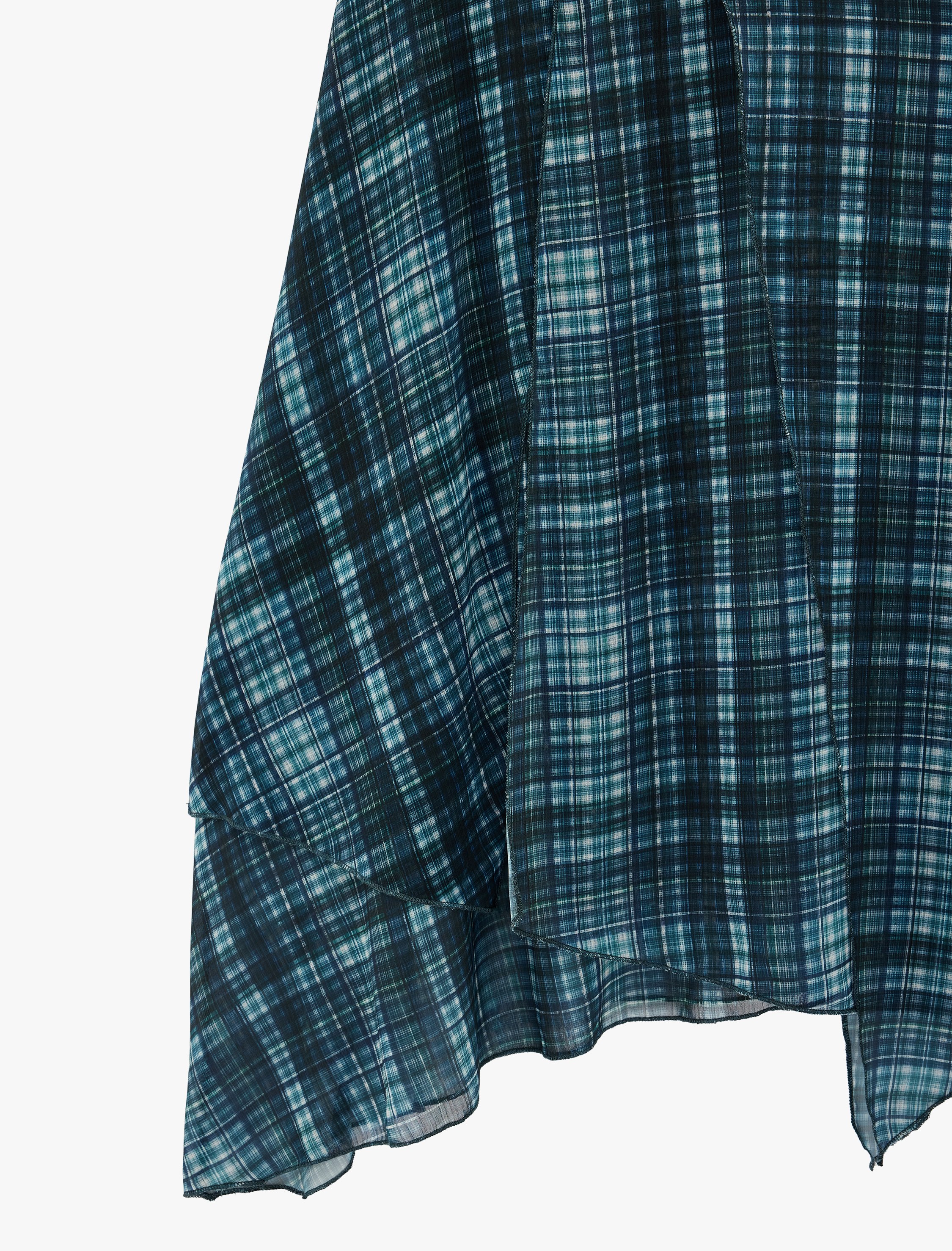   Asimetrik Kesim Ekoseli Midi Şifon Etek