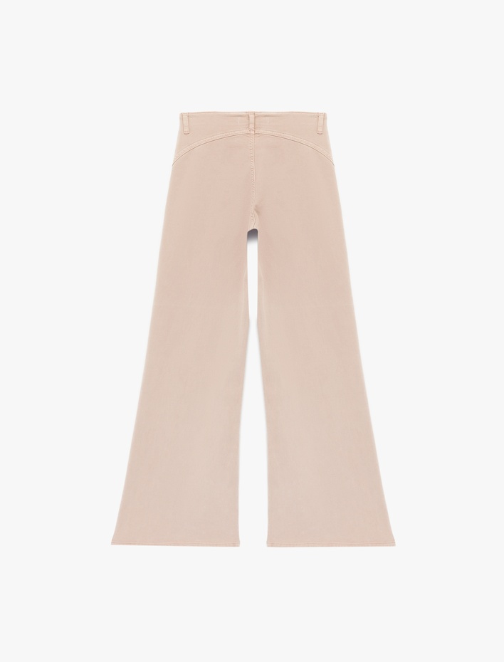  Dar Kalıp Normal Bel Kemer Detaylı İspanyol Paça Denim Pantolon - Flare Jeans