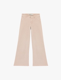 Dar Kalıp Normal Bel Kemer Detaylı İspanyol Paça Denim Pantolon - Flare Jeans