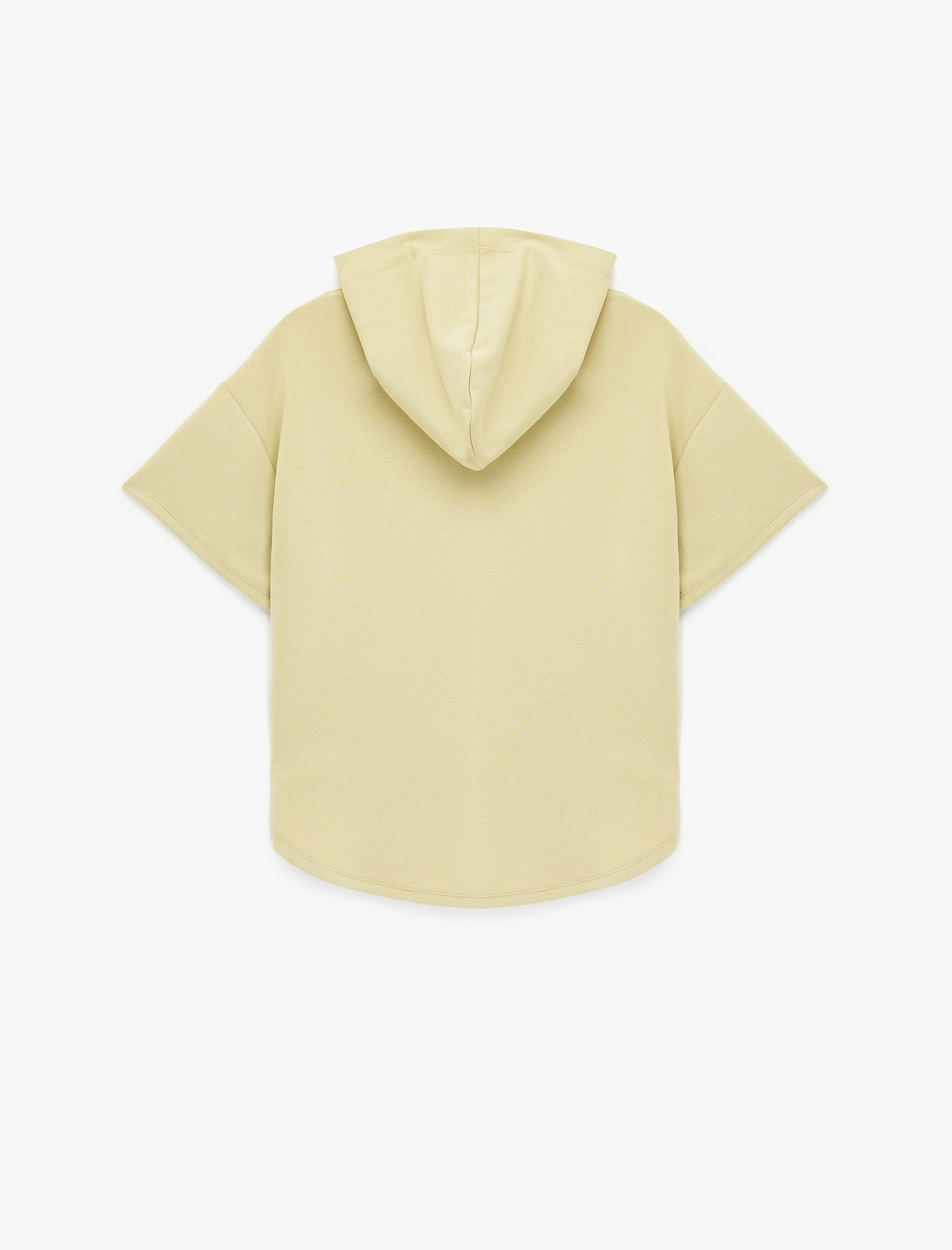   Viskon Karışımlı Modal Kumaş Kısa Kollu Kapüşonlu Tişört