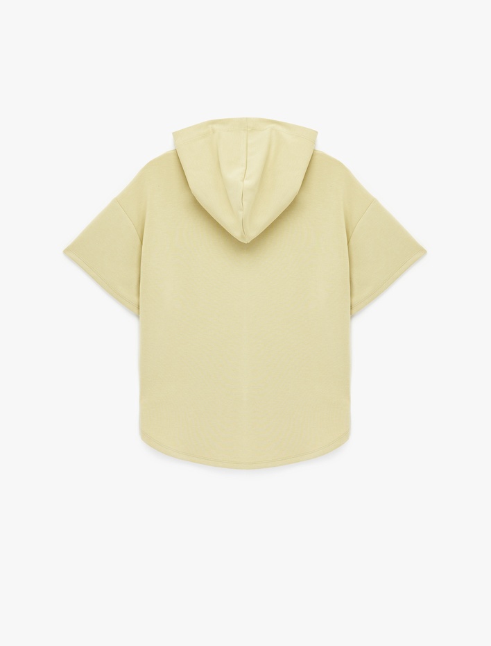  Viskon Karışımlı Modal Kumaş Kısa Kollu Kapüşonlu Tişört