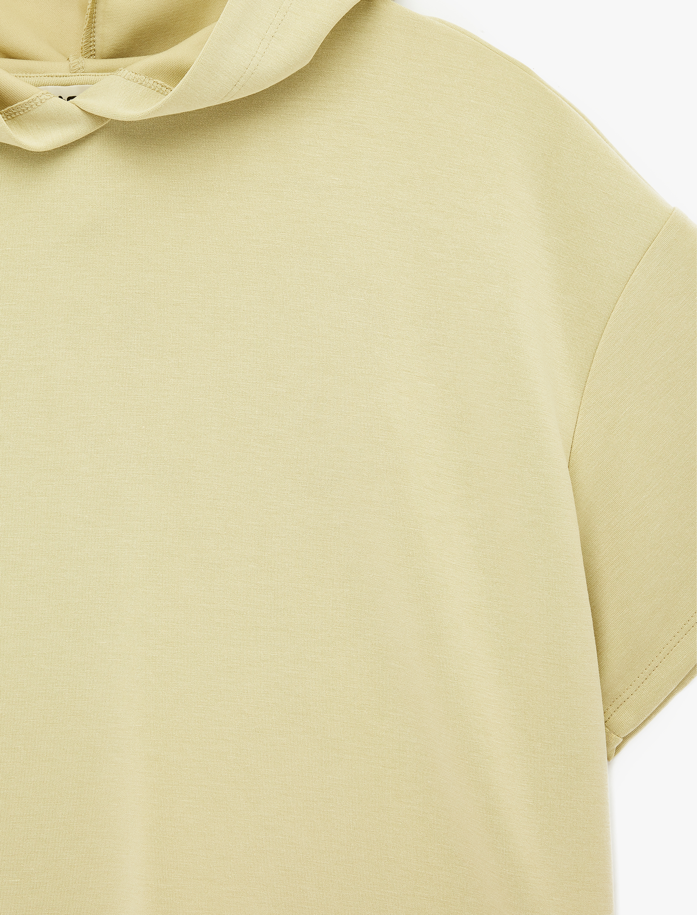   Viskon Karışımlı Modal Kumaş Kısa Kollu Kapüşonlu Tişört