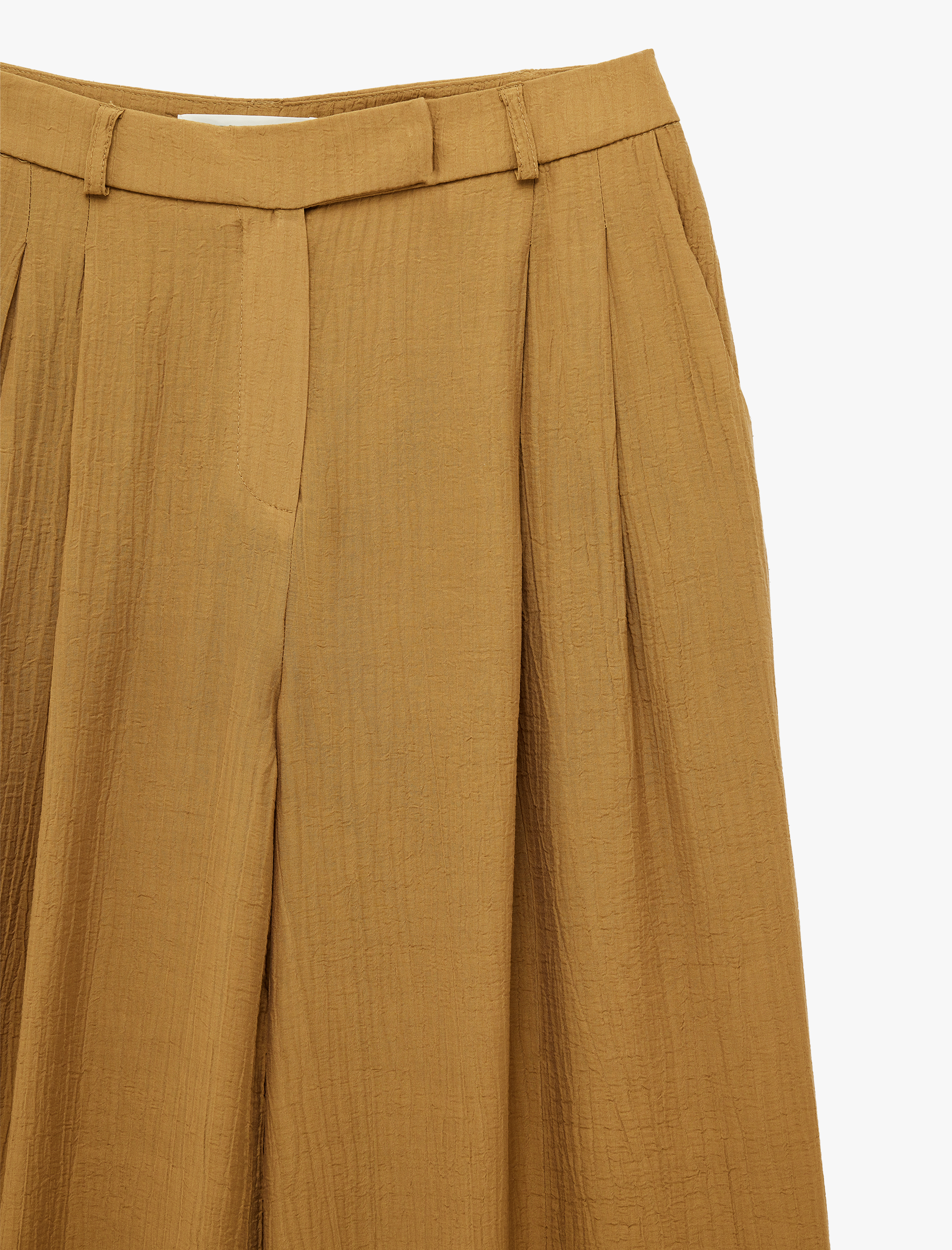   Viskon Dokulu Kumaş Cepli Pile Detaylı Geniş Paça Palazzo Pantolon