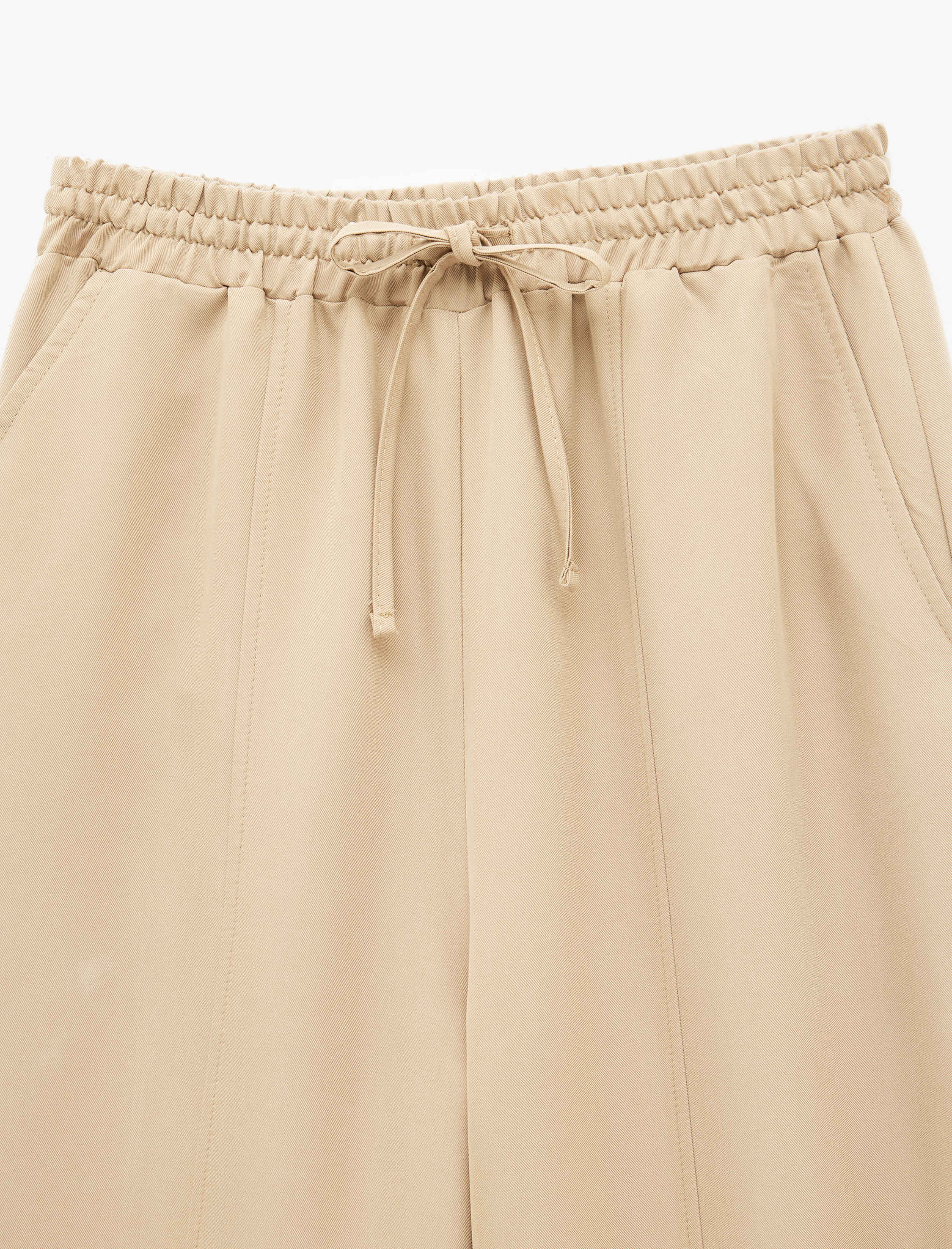   Modal Cupro Kumaş Beli Bağcıklı Cepli Balon Pantolon