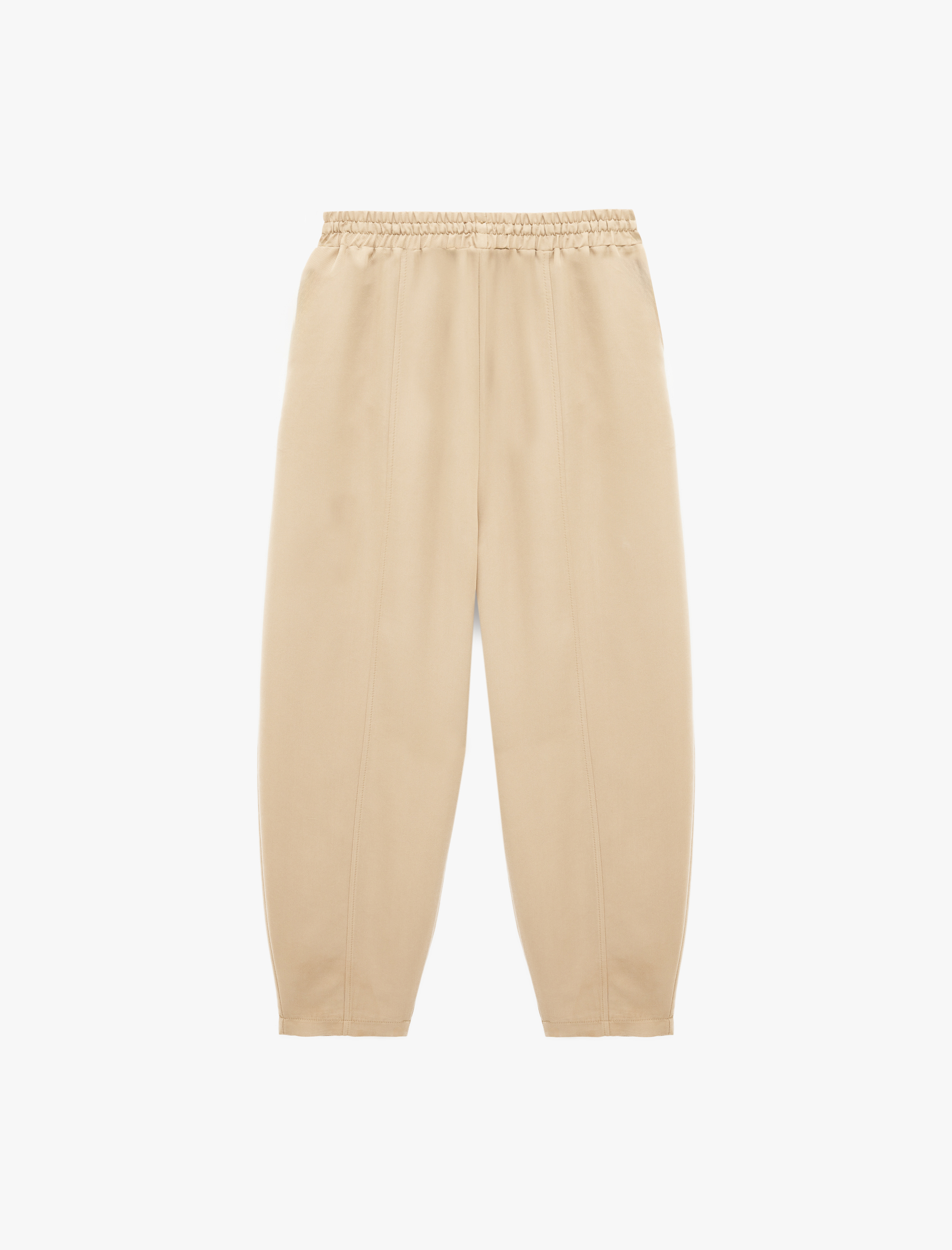   Modal Cupro Kumaş Beli Bağcıklı Cepli Balon Pantolon