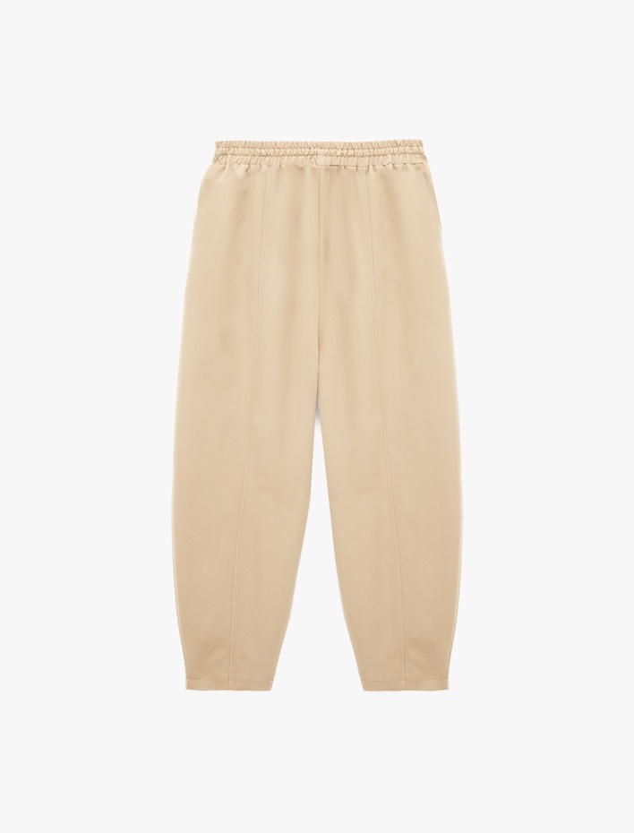  Modal Cupro Kumaş Beli Bağcıklı Cepli Balon Pantolon