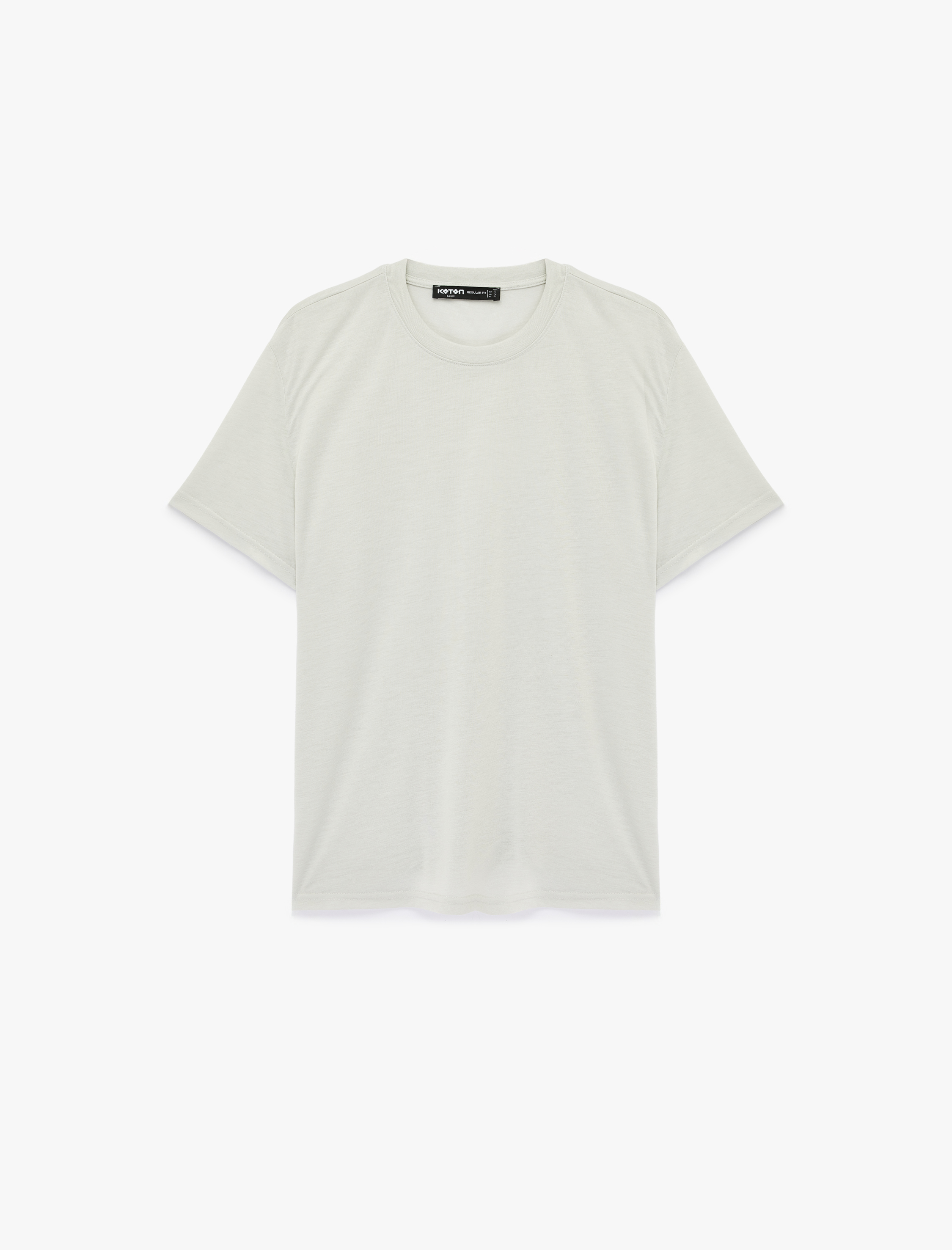   Regular Fit Viskon Karışımlı Kısa Kollu Bisiklet Yaka Basic Tişört