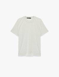 Regular Fit Viskon Karışımlı Kısa Kollu Bisiklet Yaka Basic Tişört