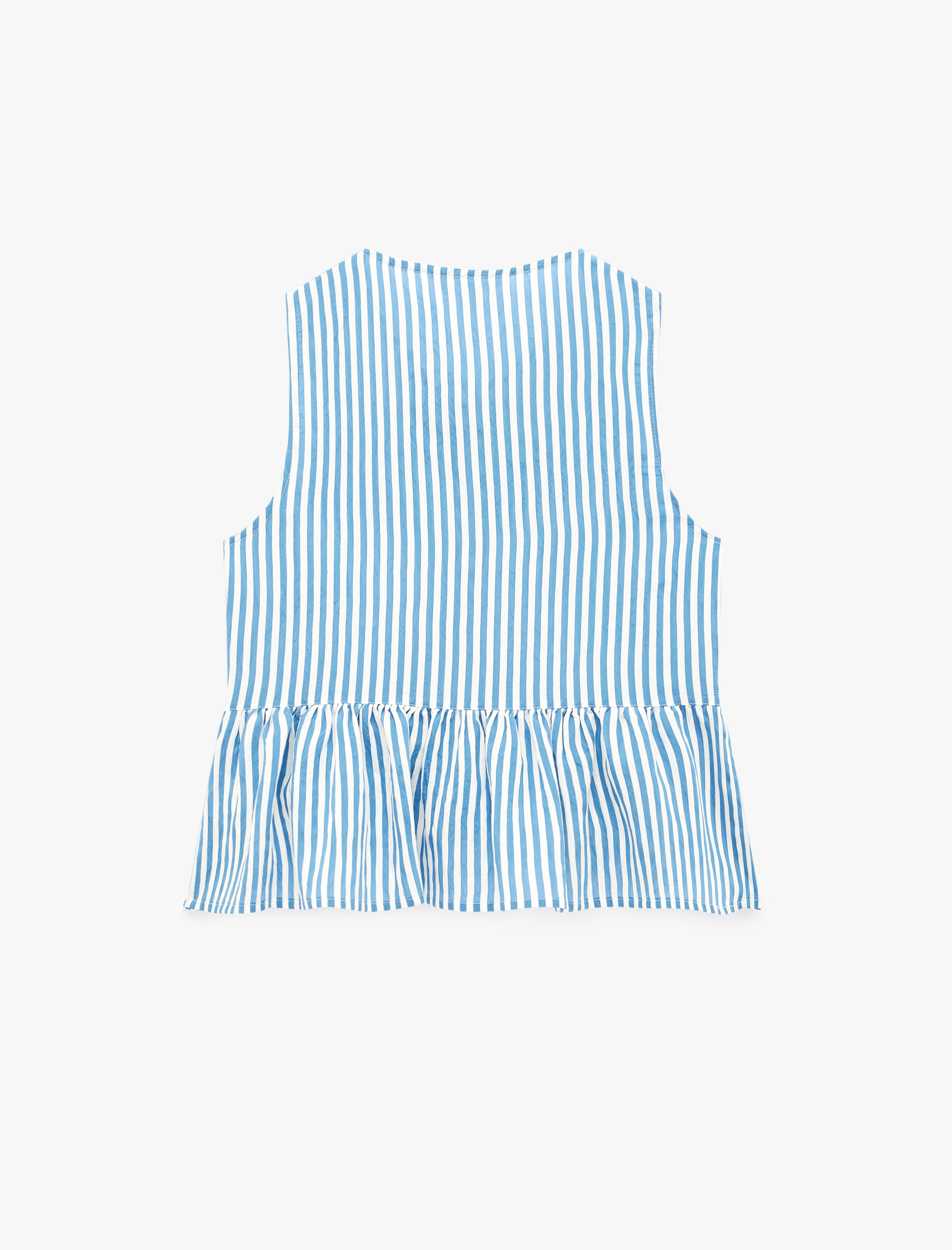   Kolsuz Fiyonklu Önden Bağlamalı Çizgili Peplum Bluz