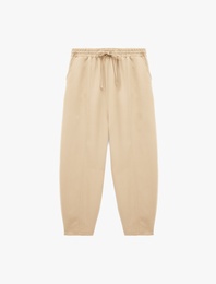 Modal Cupro Kumaş Beli Bağcıklı Cepli Balon Pantolon