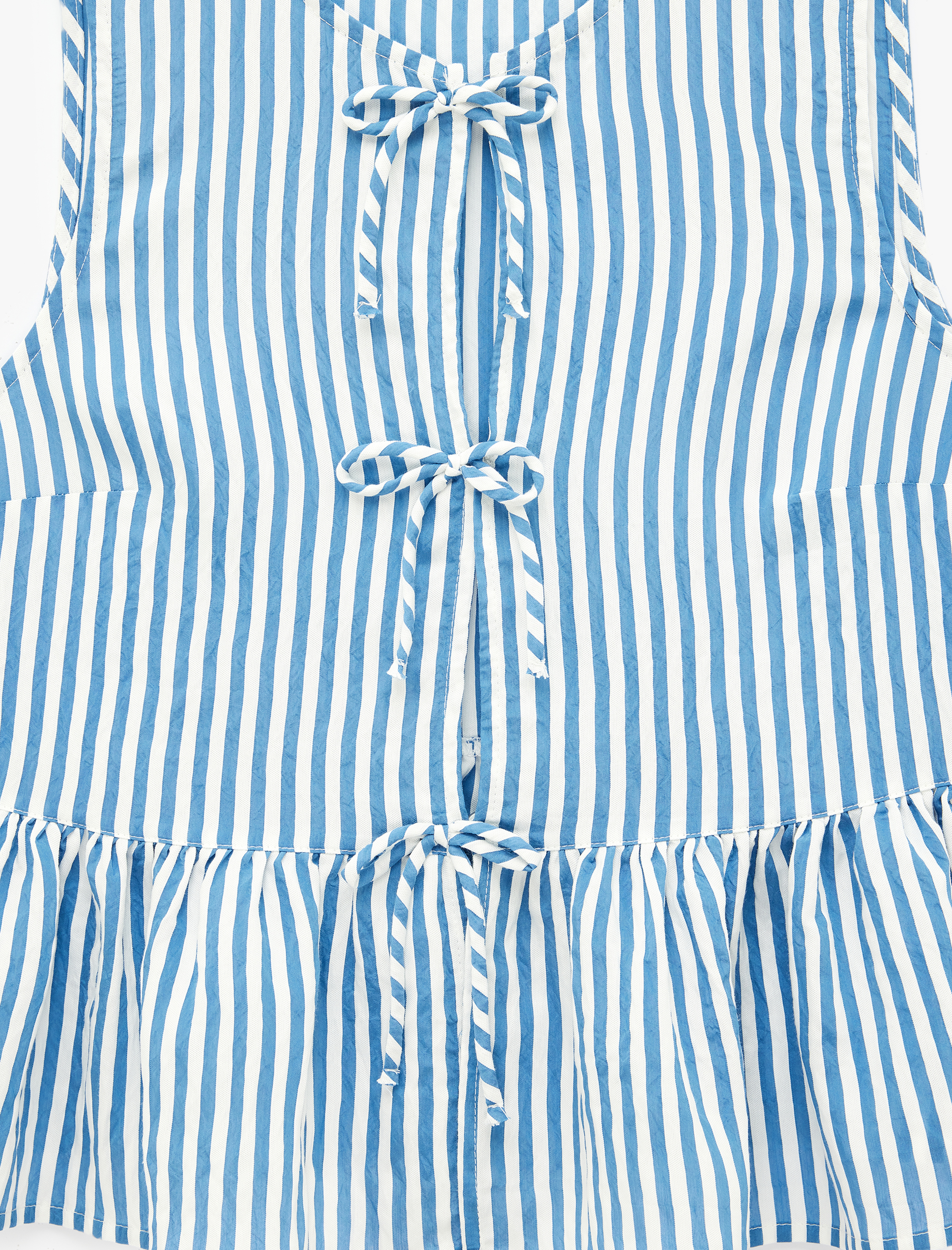   Kolsuz Fiyonklu Önden Bağlamalı Çizgili Peplum Bluz