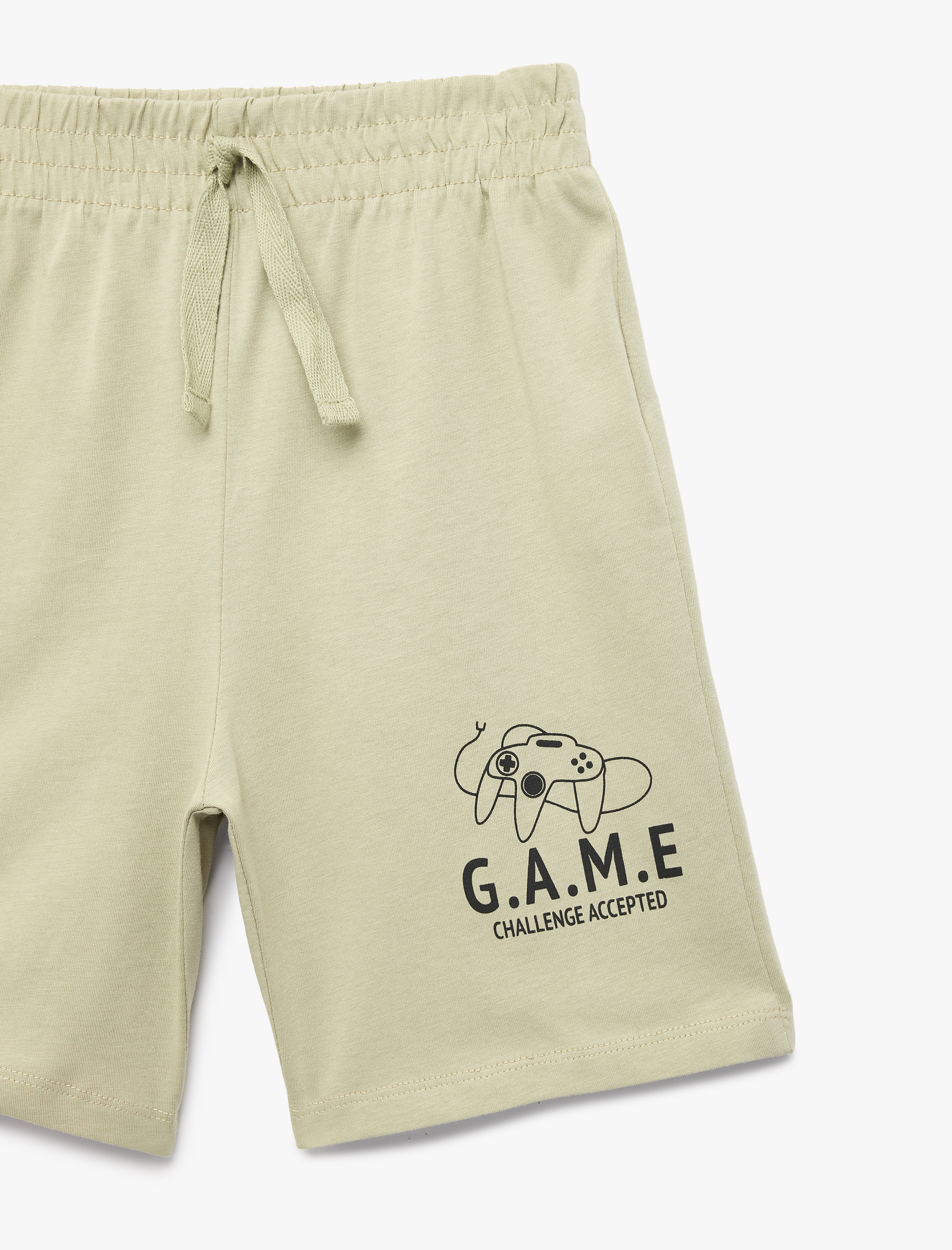  Erkek Çocuk Pamuklu Beli Bağcıklı Baskılı Şort