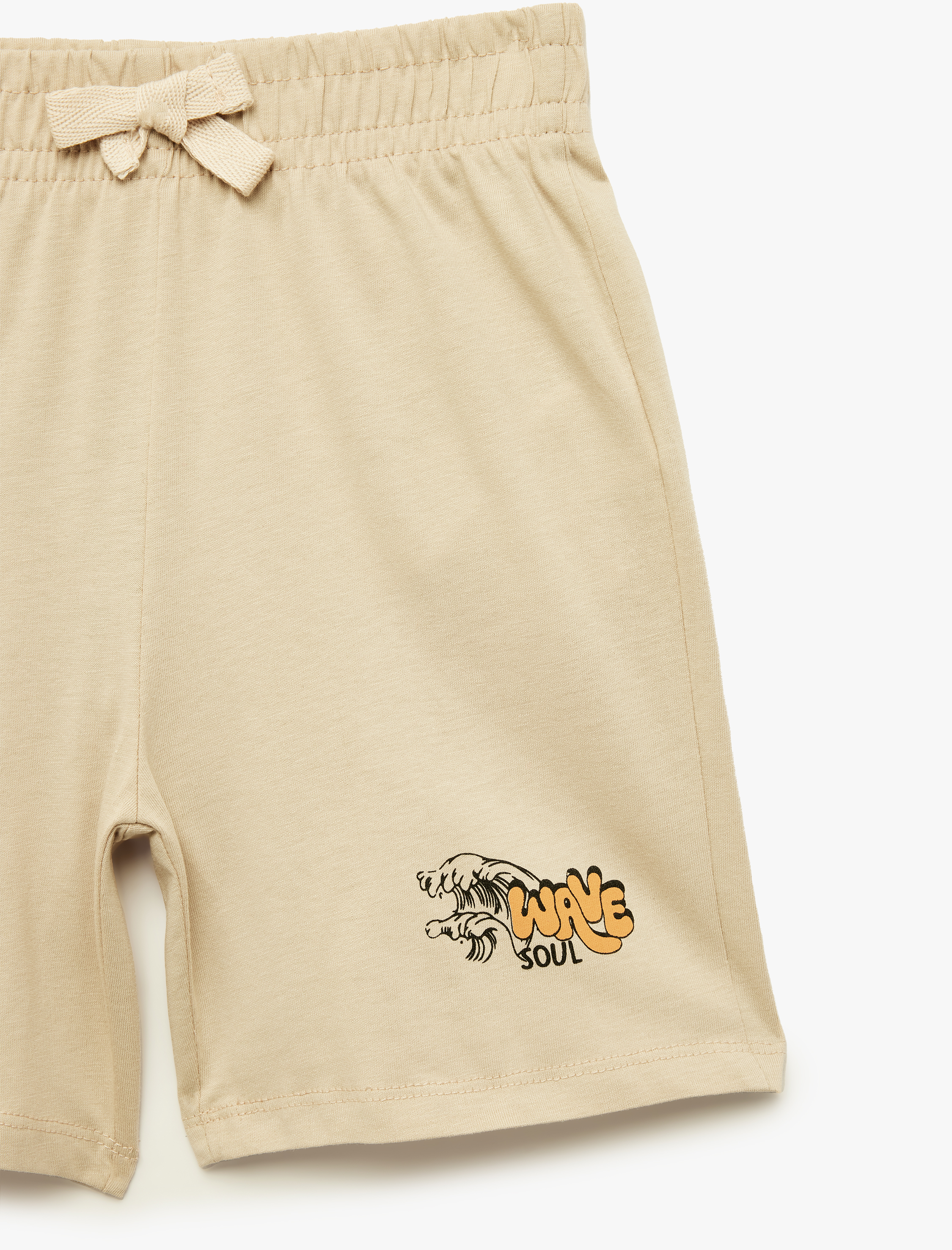  Erkek Çocuk Baskılı Pamuklu Beli Bağcıklı Şort