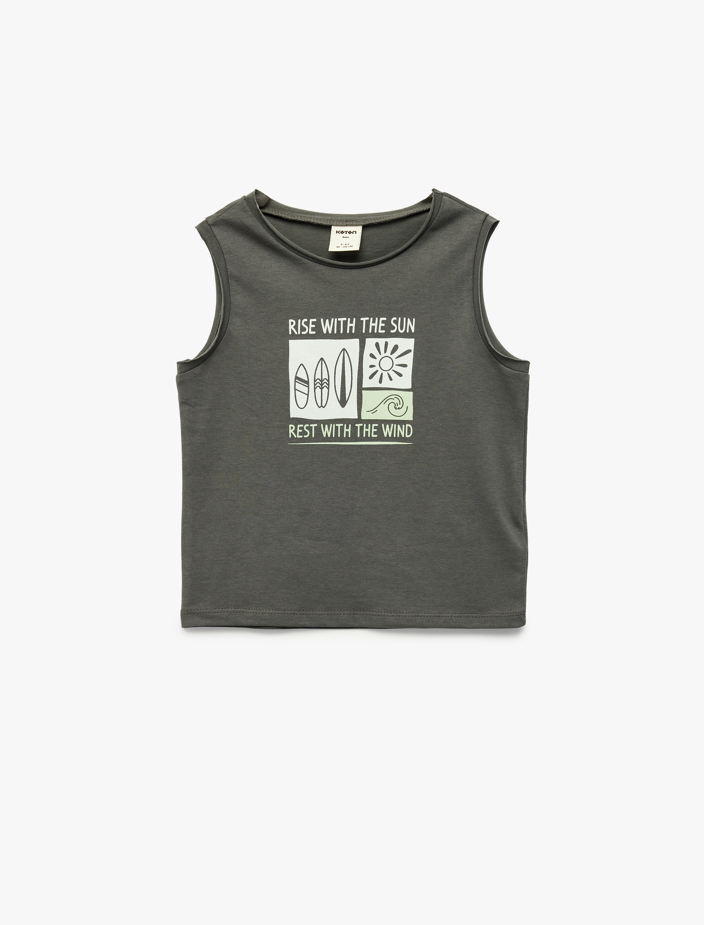  Erkek Bebek Pamuklu Bisiklet Yaka Kolsuz Baskılı Atlet