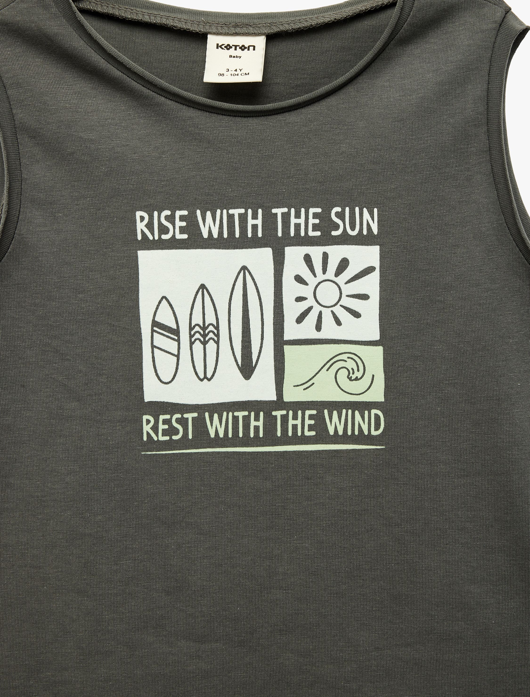  Erkek Bebek Pamuklu Bisiklet Yaka Kolsuz Baskılı Atlet