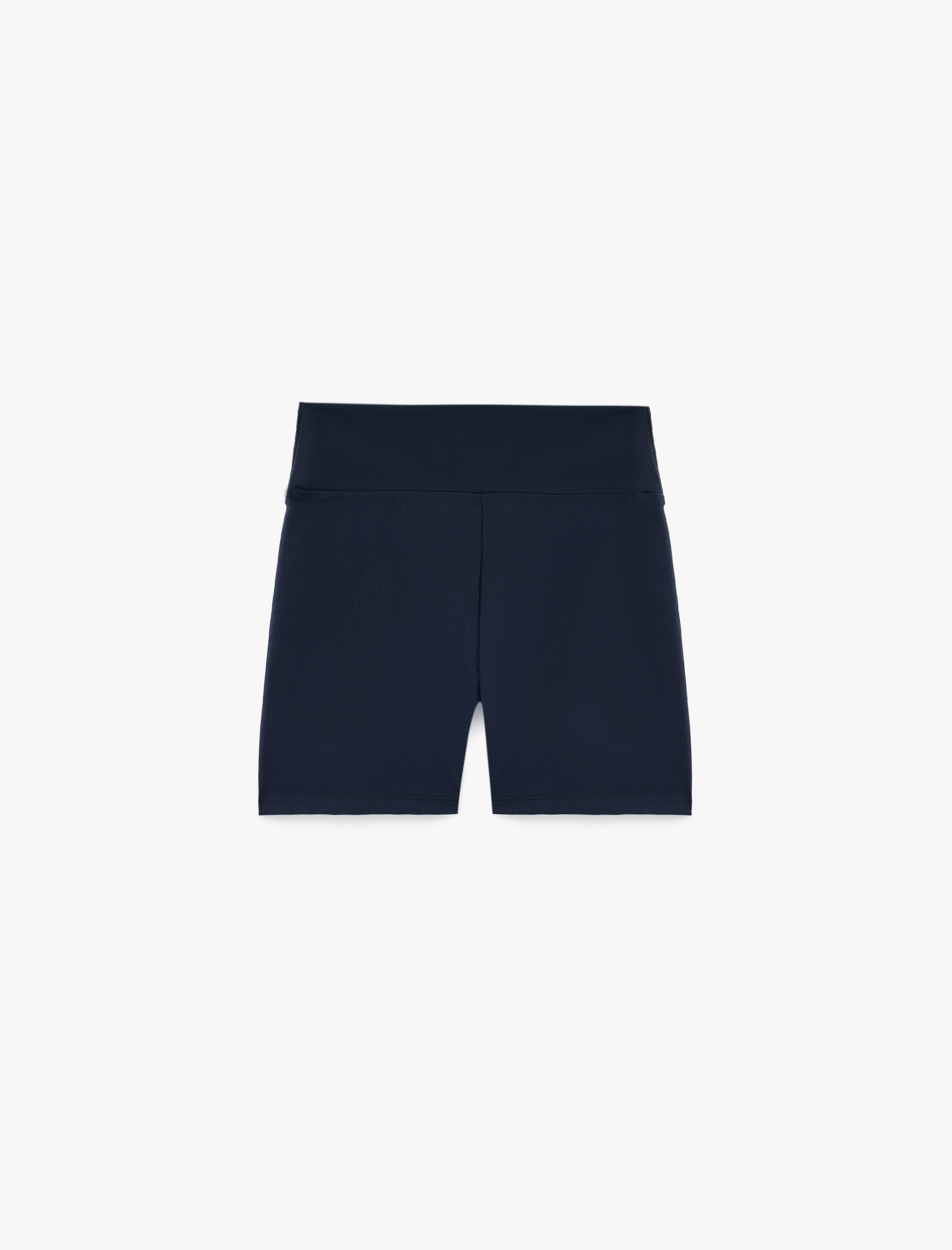   Yüksek Bel İnterlok Kumaş Slim Fit Biker Spor Tayt