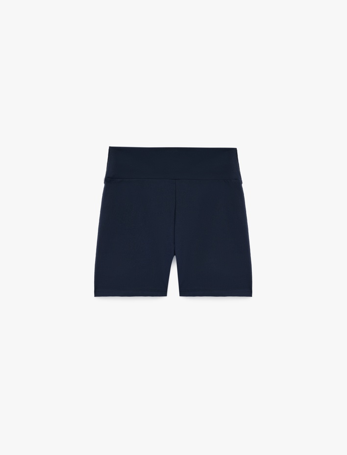  Yüksek Bel İnterlok Kumaş Slim Fit Biker Spor Tayt