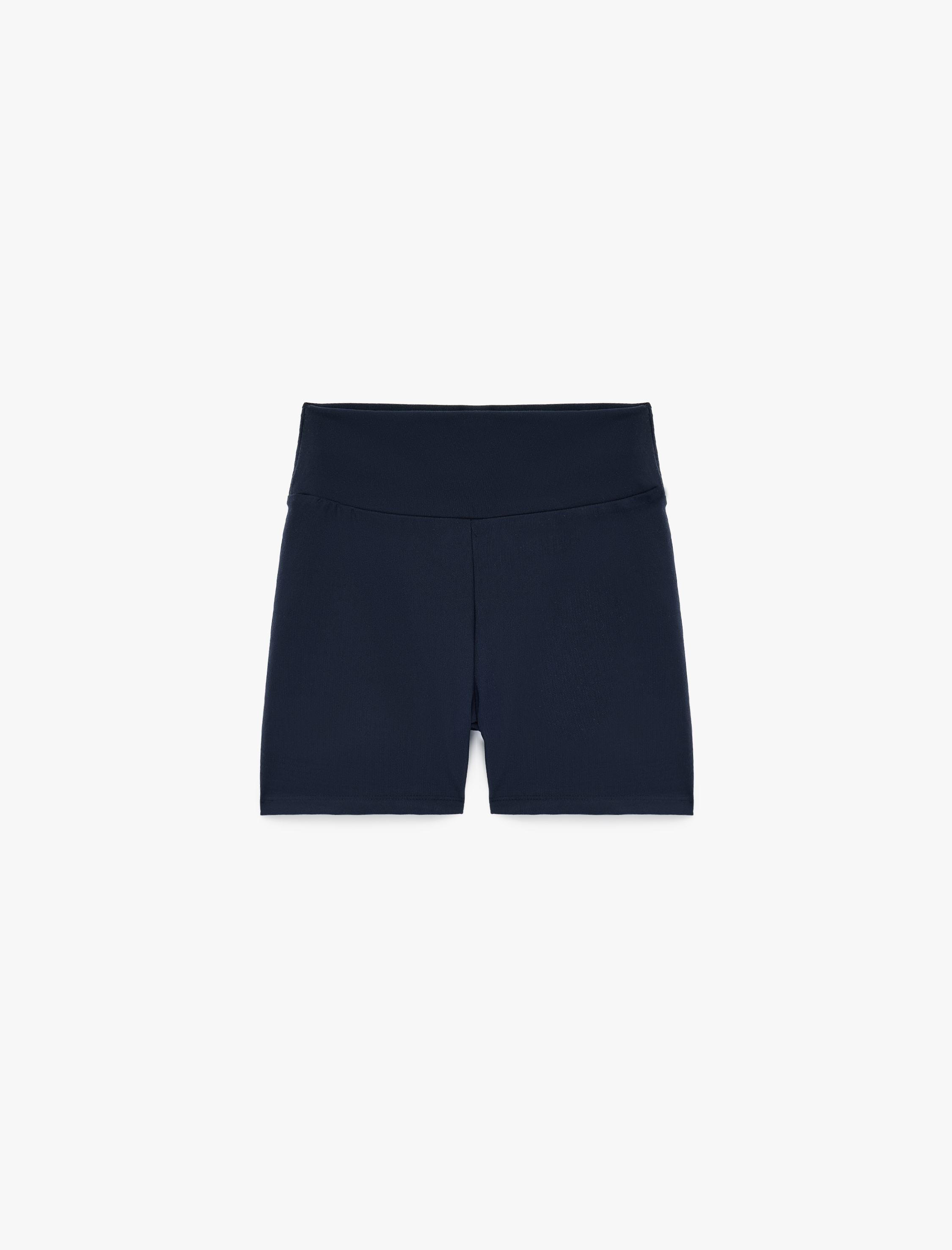   Yüksek Bel İnterlok Kumaş Slim Fit Biker Spor Tayt