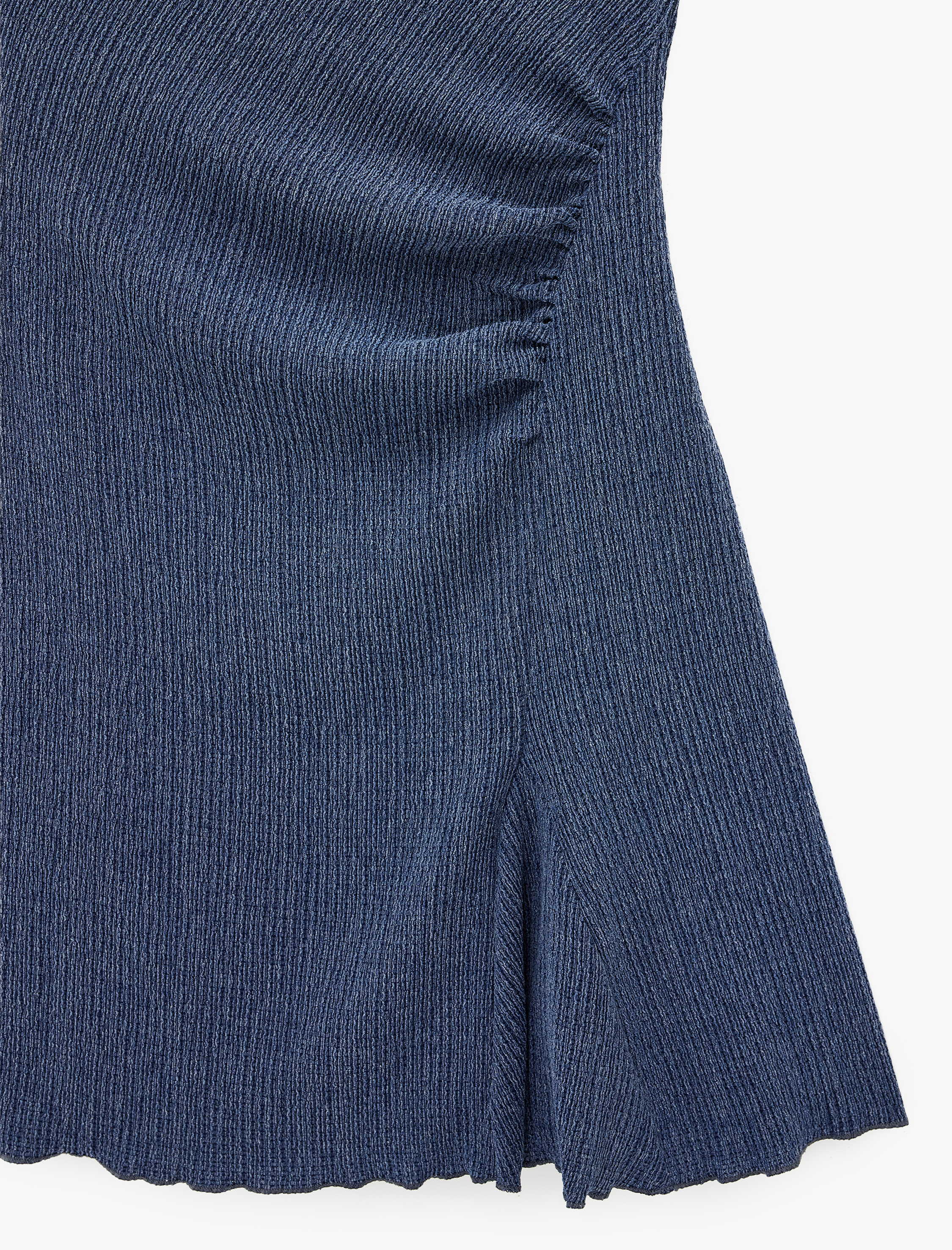   Bürümcük Kolsuz Kayık Yaka Büzgülü Asimetrik Mini Elbise