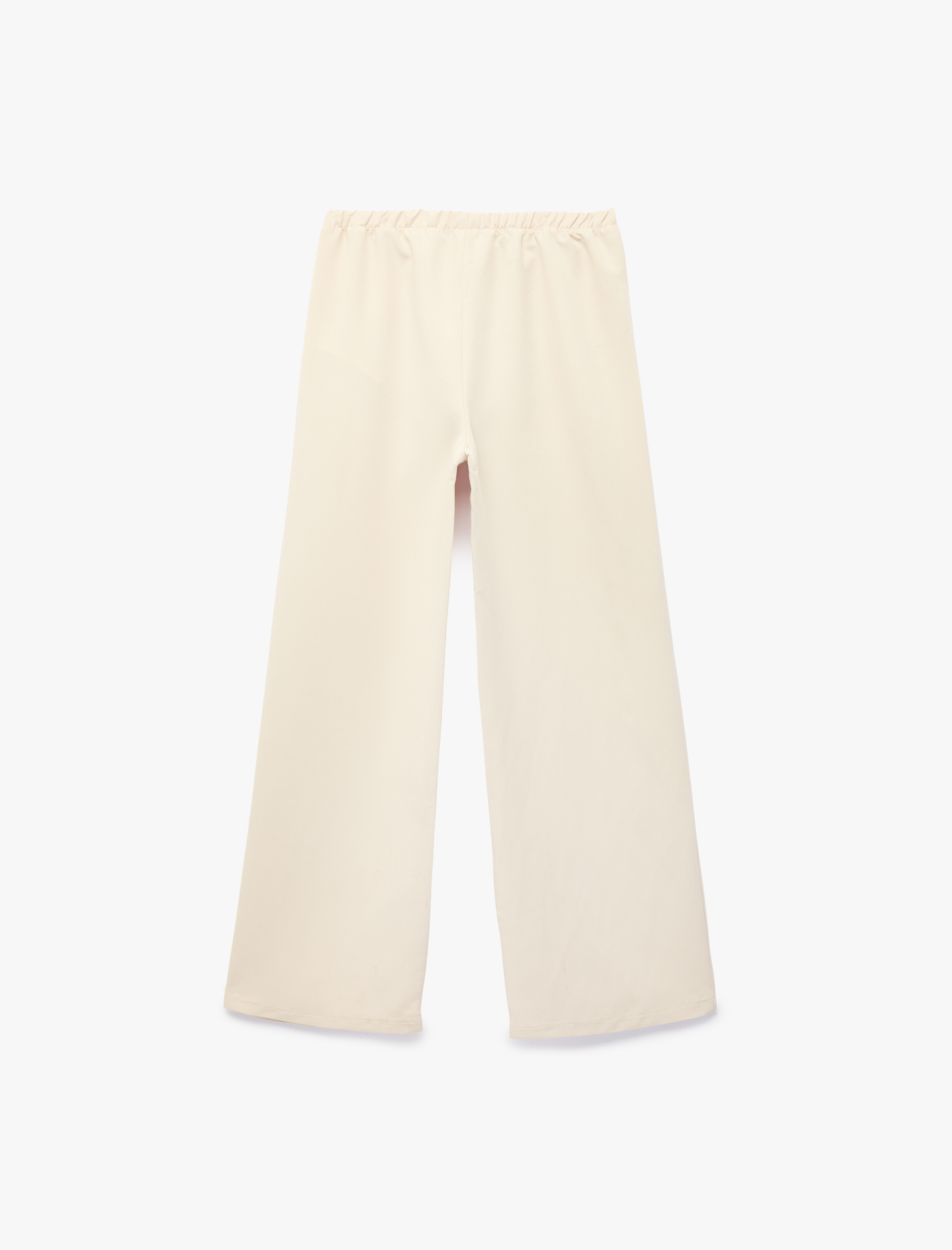  Kız Çocuk Düğmeli Modal Karışımlı Geniş Paça Pantolon