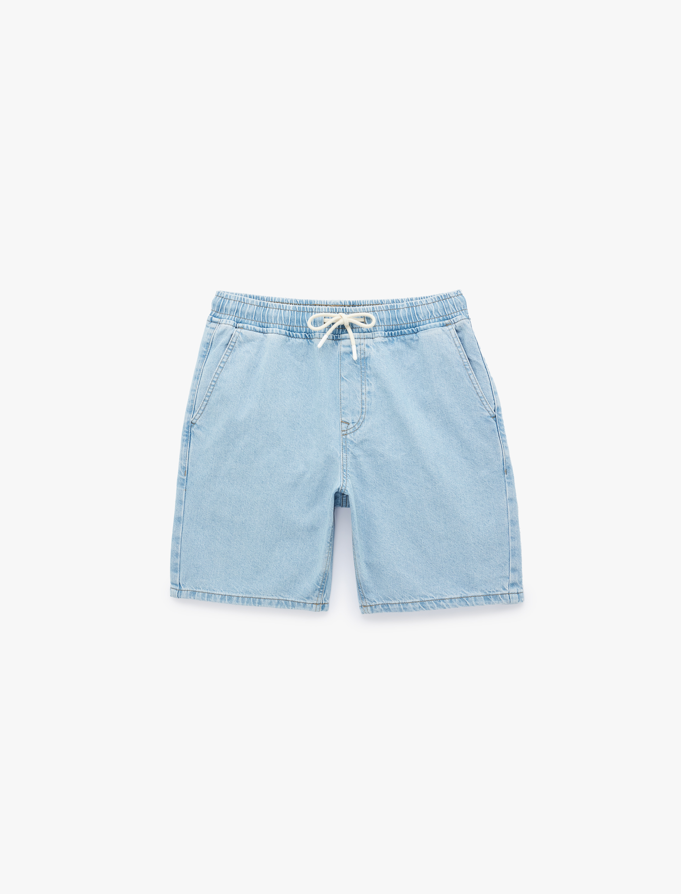   Rahat Kalıp Cepli Pamuklu Bermuda Beli Bağcıklı Baggy Jean Şort