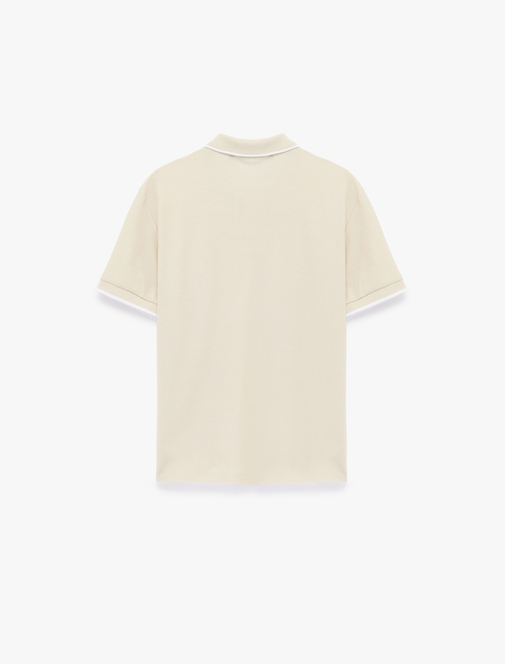  Kısa Kollu Pamuklu Pike Kumaş Düğmeli Polo Yaka Slim Fit Tişört