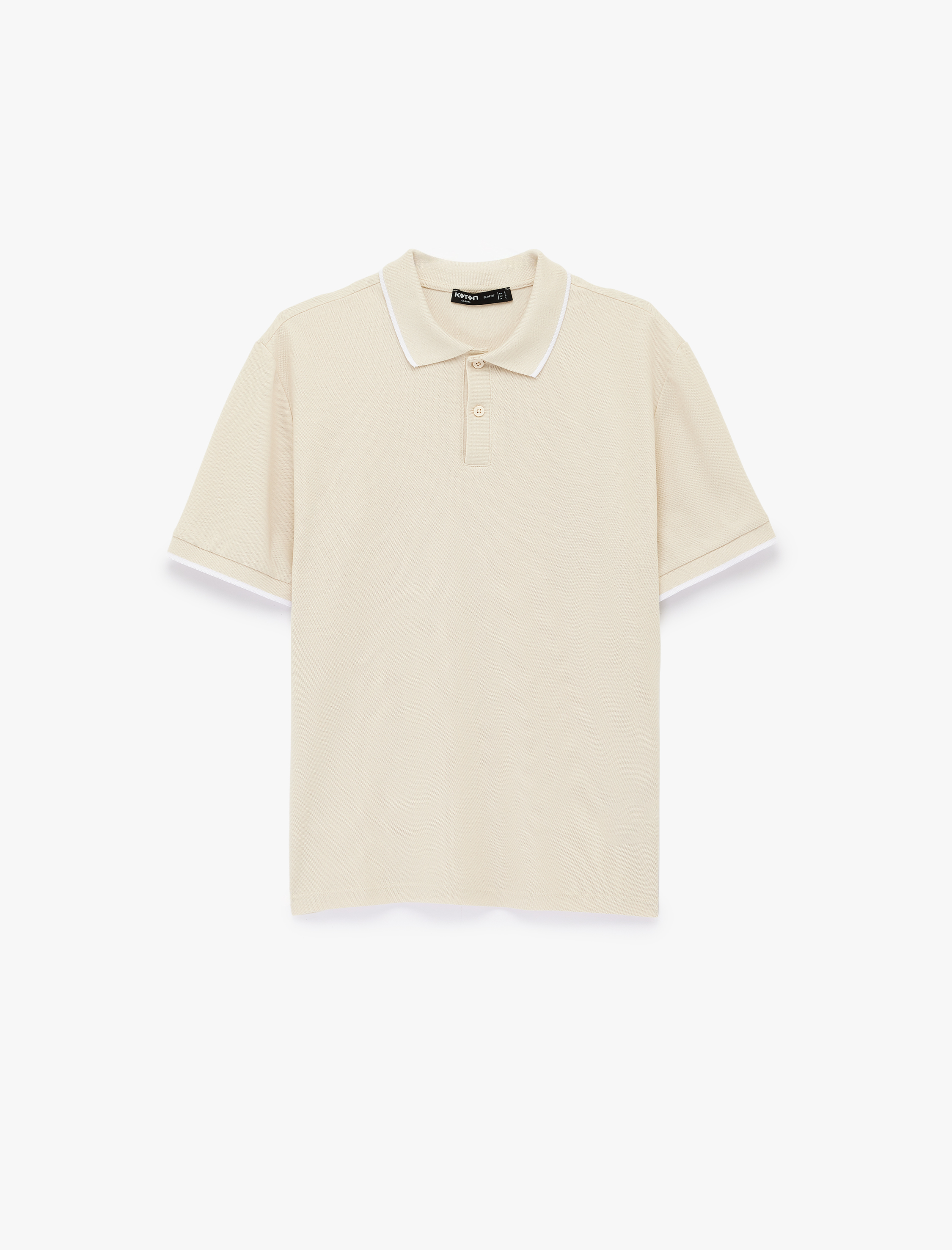   Kısa Kollu Pamuklu Pike Kumaş Düğmeli Polo Yaka Slim Fit Tişört