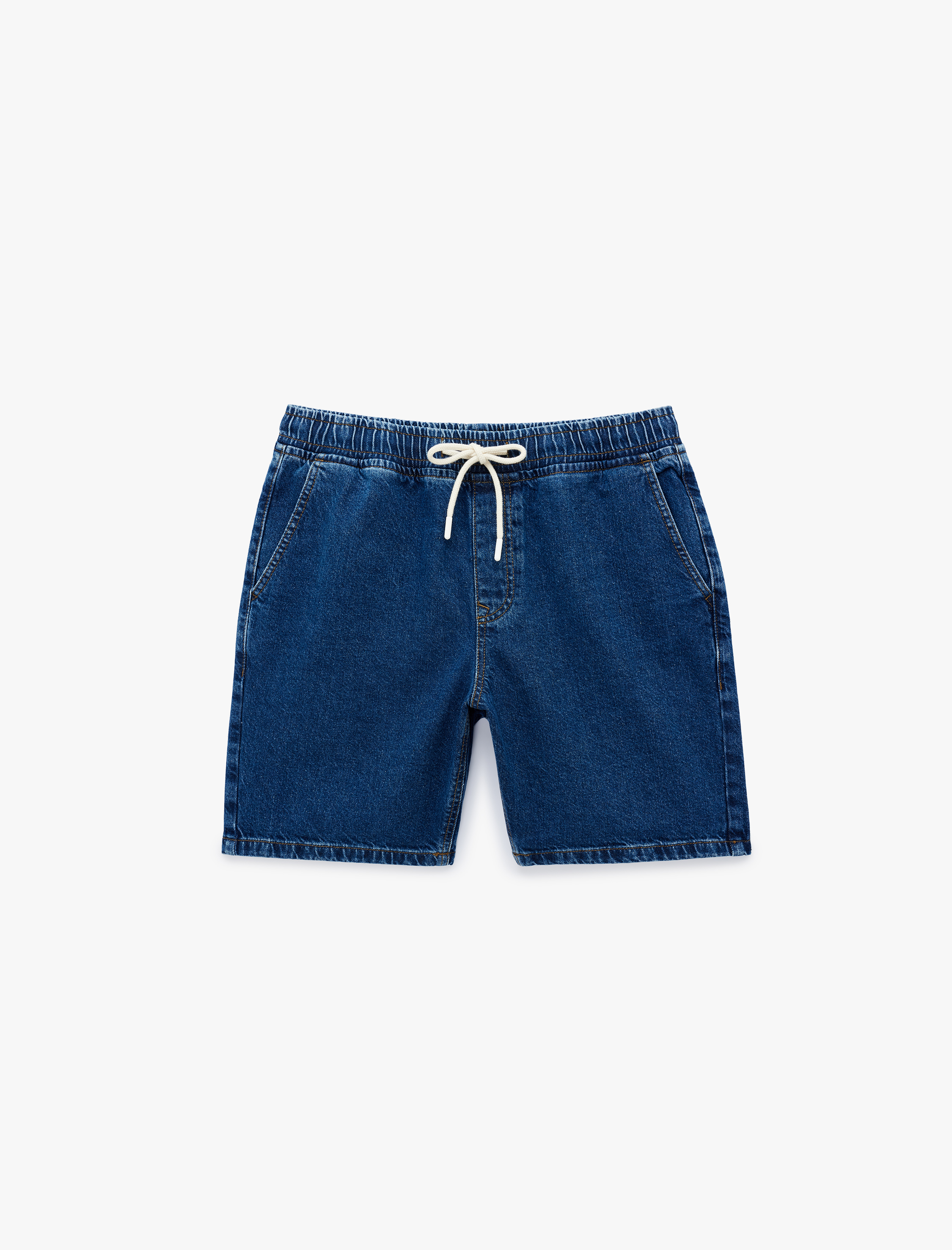   Rahat Kalıp Cepli Pamuklu Bermuda Beli Bağcıklı Baggy Jean Şort
