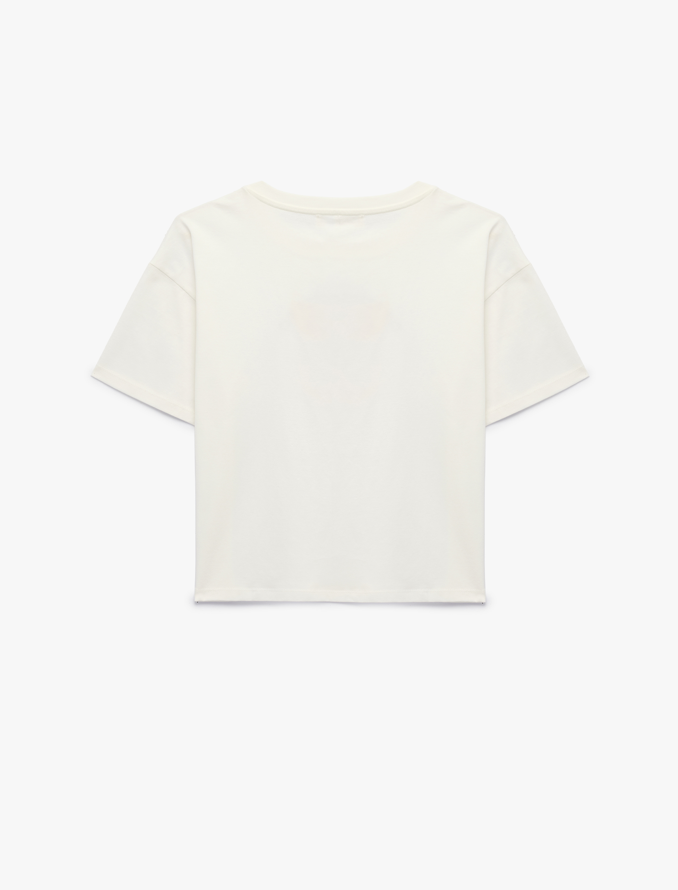  Kız Çocuk Kısa Kollu Bisiklet Yaka Pamuklu Kedi Baskılı Tişört