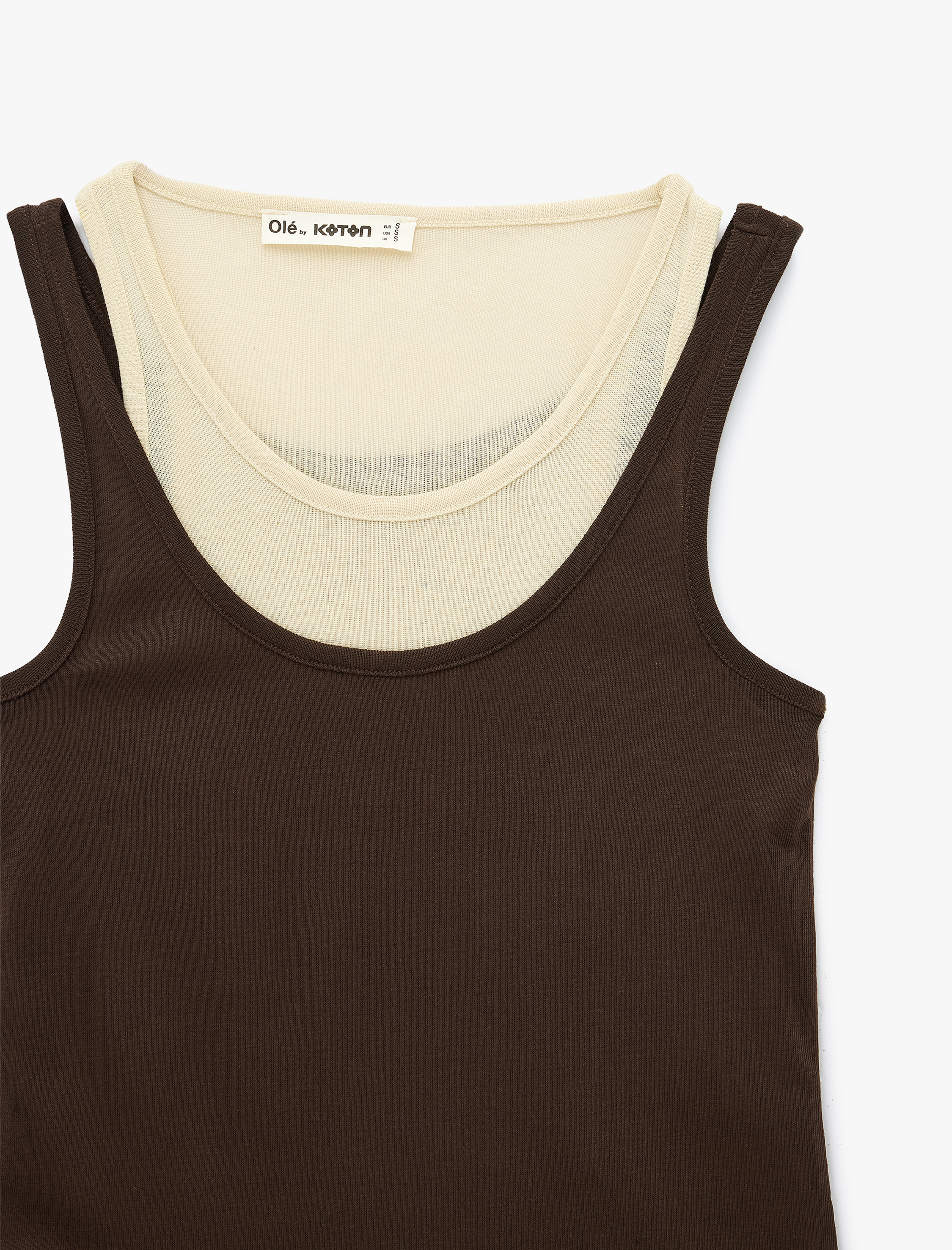   Viskon Karışımlı U Yaka İkili Kolsuz Bluz