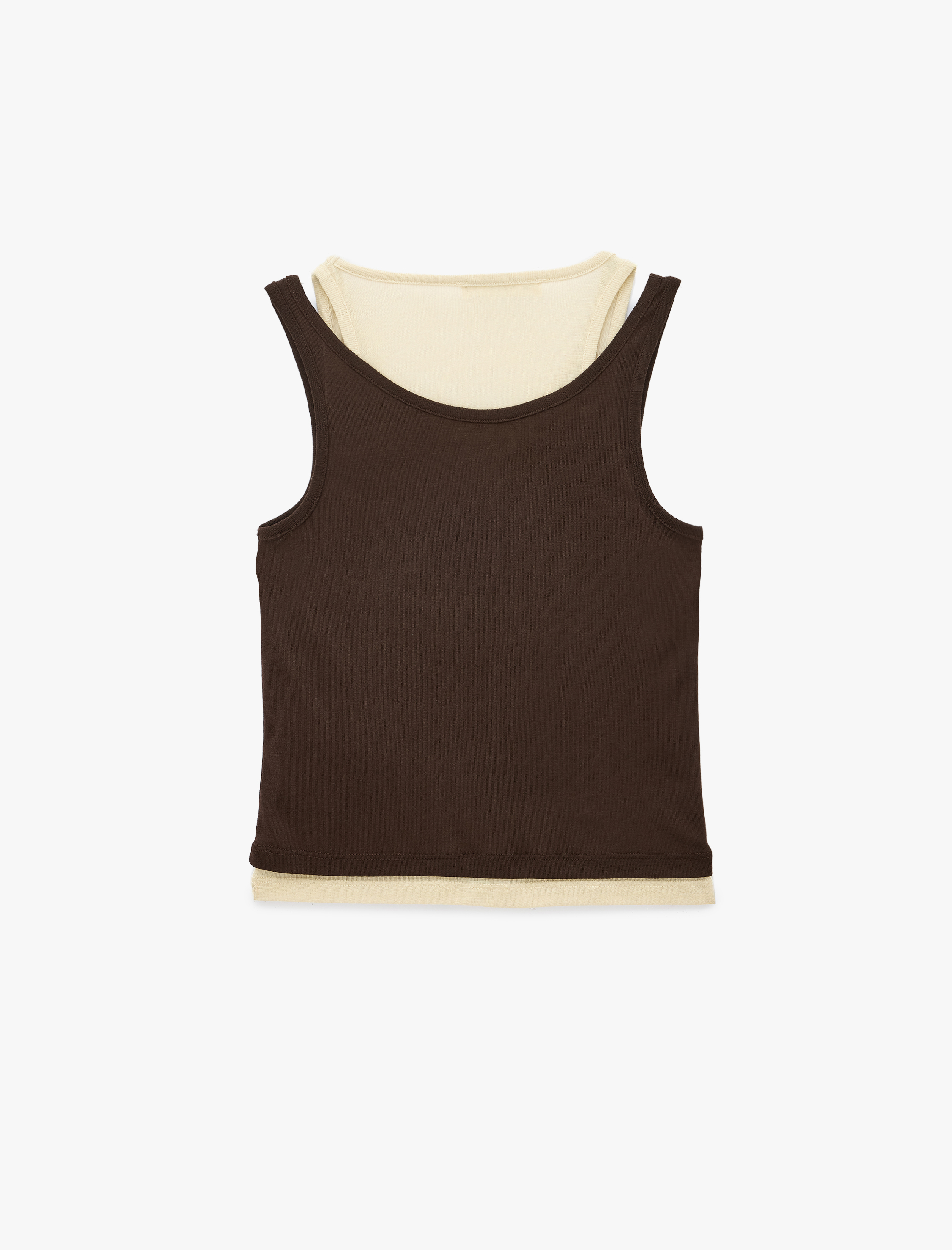   Viskon Karışımlı U Yaka İkili Kolsuz Bluz