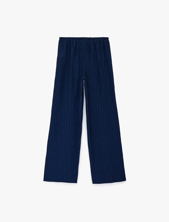  Bürümcük Kumaş Geniş Paça Beli Bağcıklı Pantolon