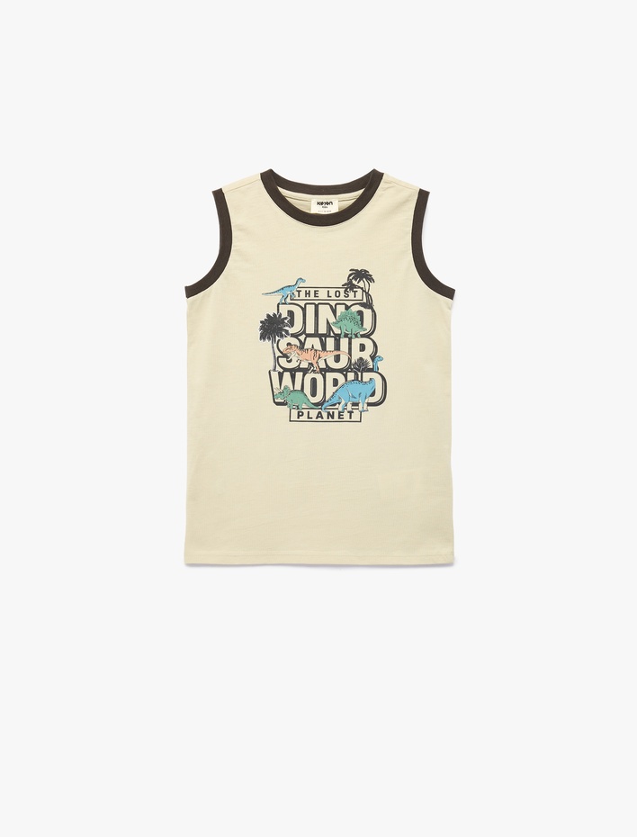 Erkek Çocuk Baskılı Kolsuz Bisiklet Yaka Pamuklu Oversize Atlet