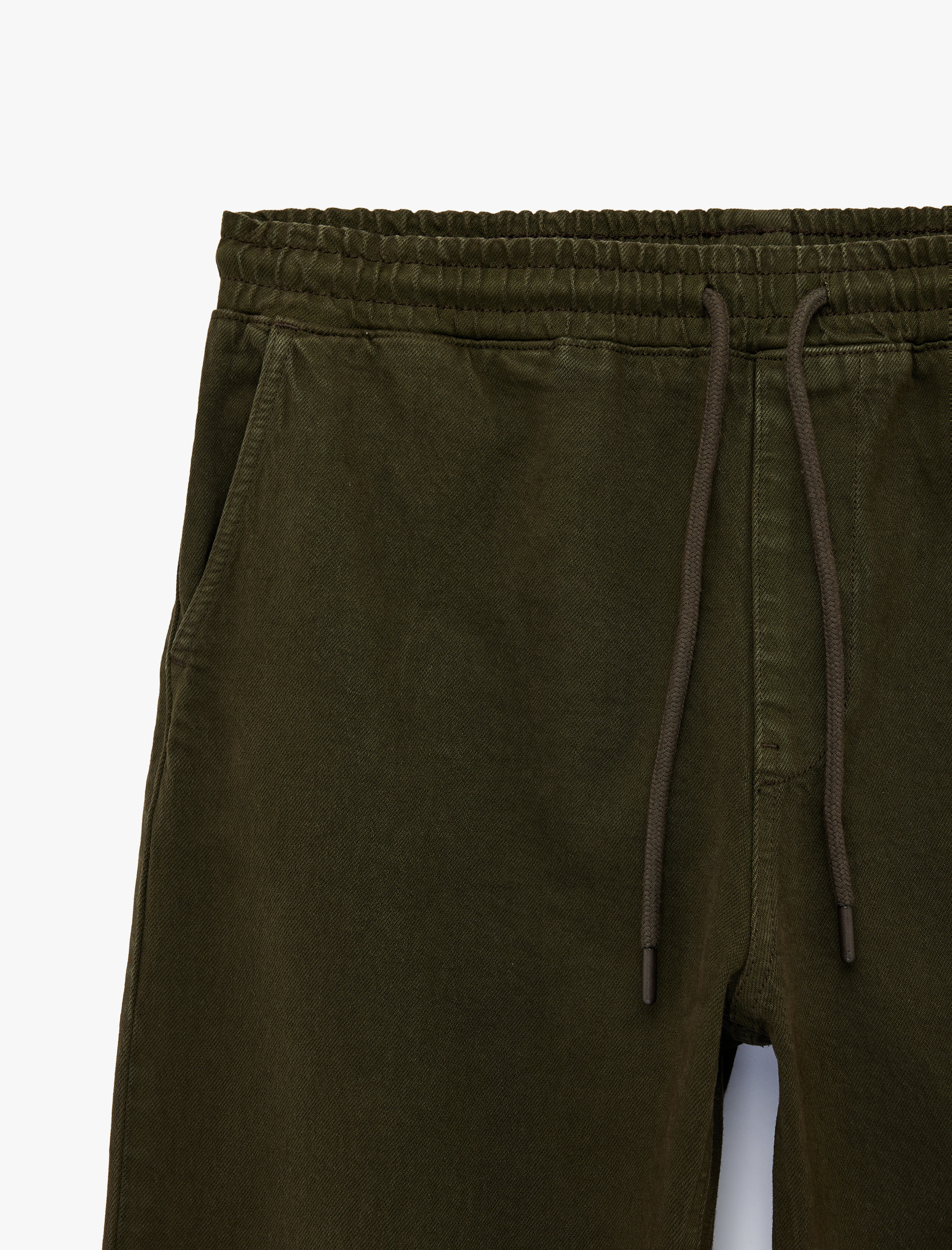   Pamuklu Cepli Bol Kalıp Beli Bağcıklı Jean Pantolon