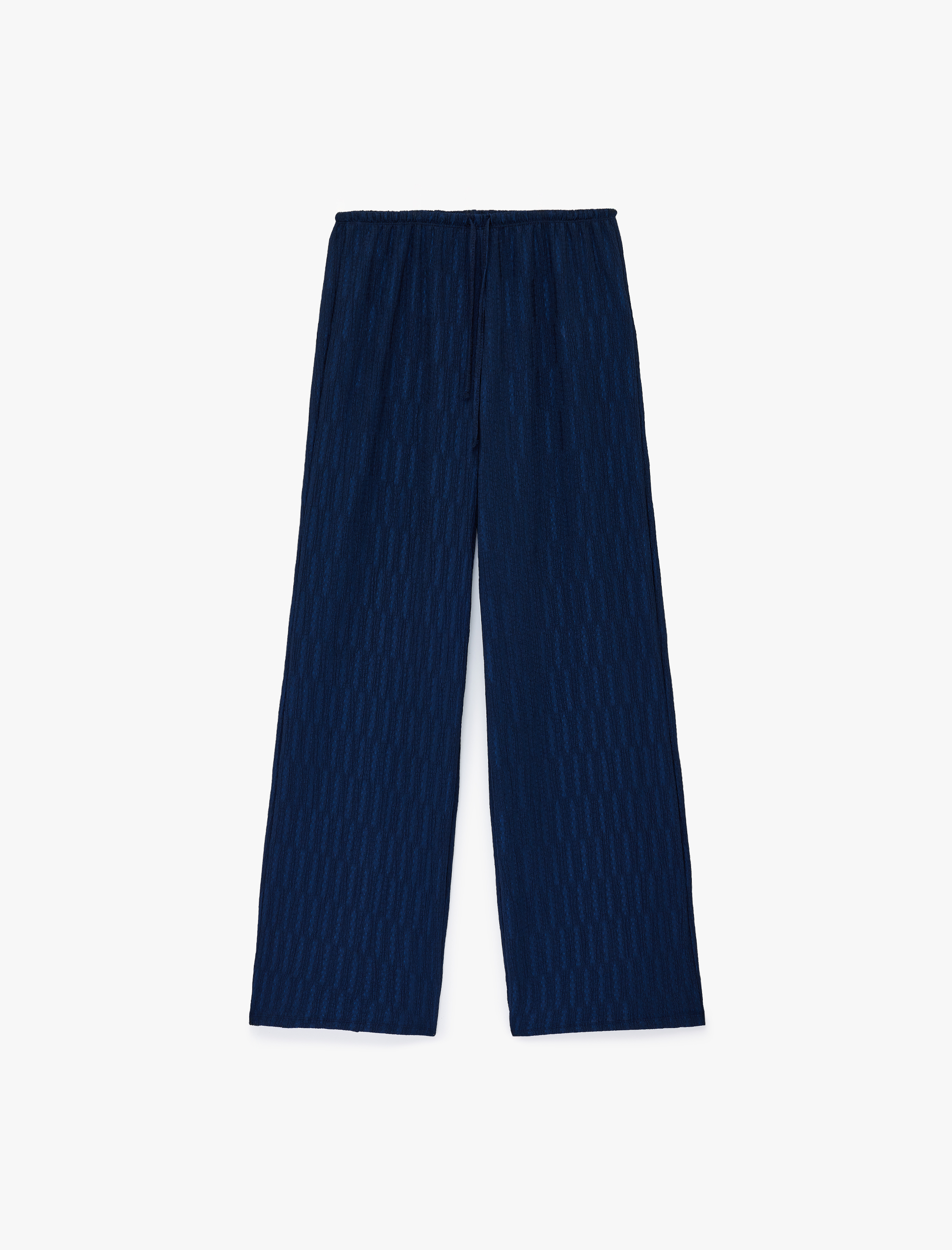   Bürümcük Kumaş Geniş Paça Beli Bağcıklı Pantolon