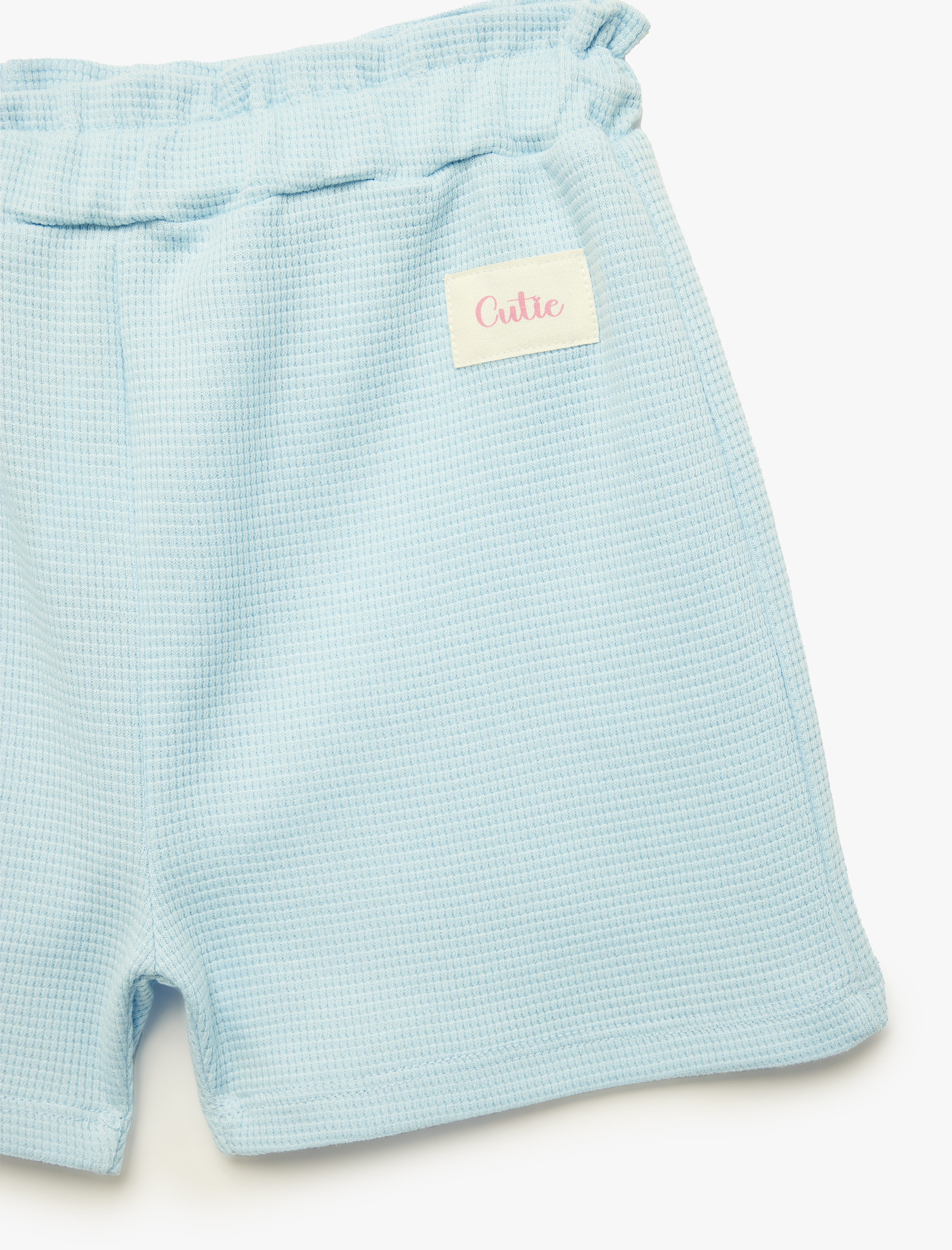  Kız Bebek Pamuklu Beli Lastikli Dokulu Şort