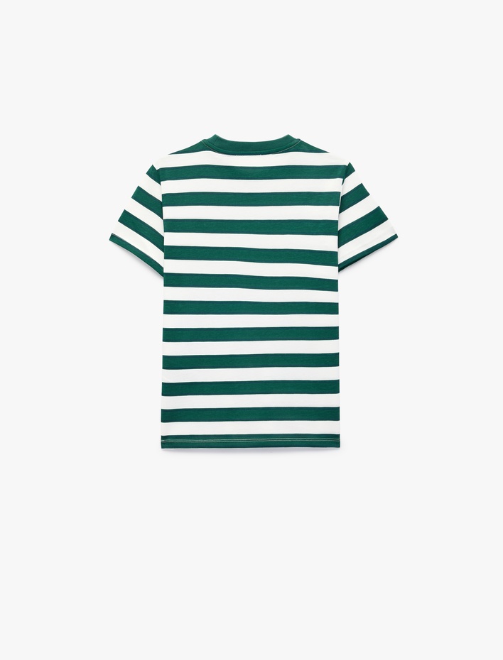 Erkek Çocuk Pamuklu Kısa Kollu Bisiklet Yaka Çizgili Tişört