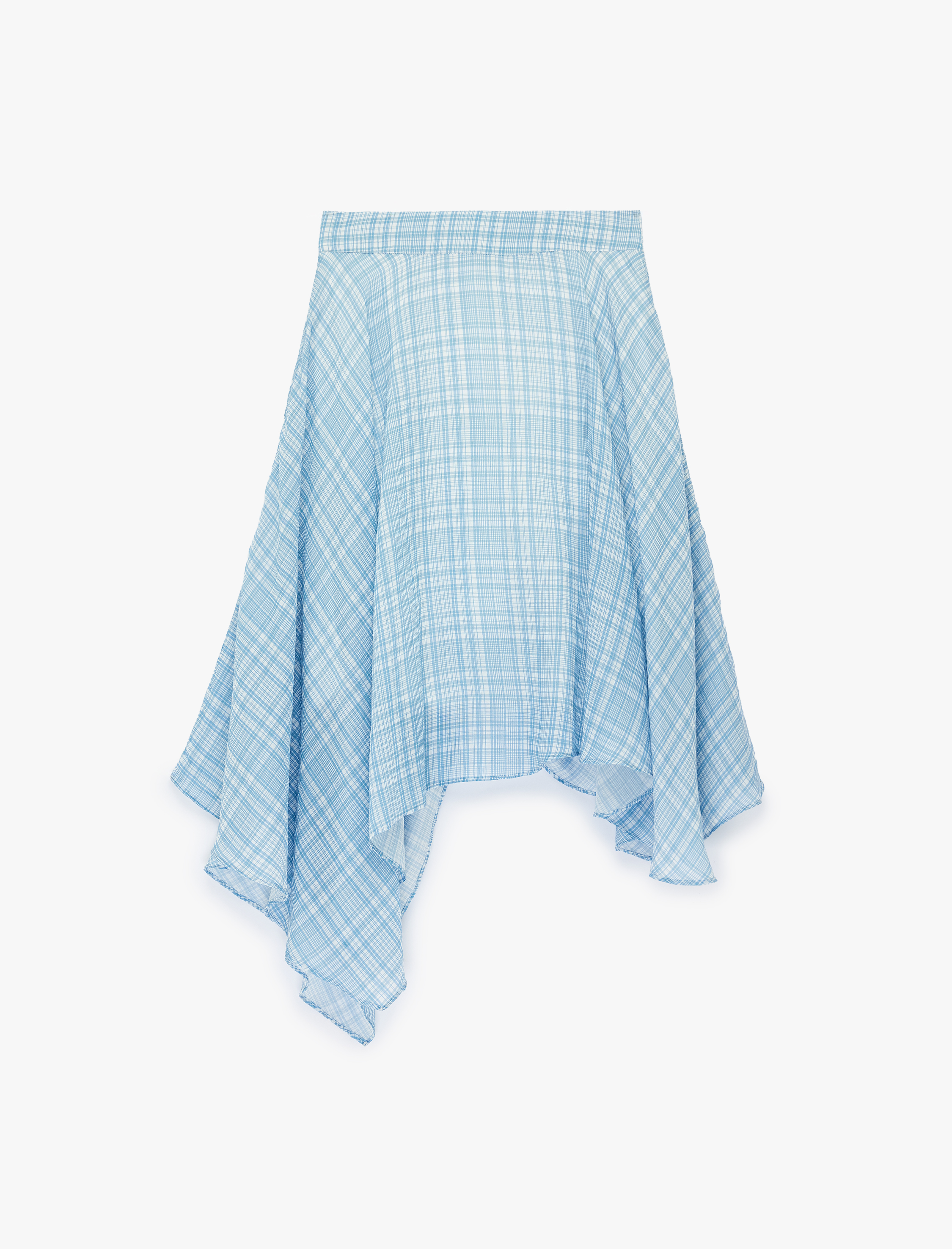   Viskon Karışımlı Asimetrik Kesim Ekoseli Midi Etek