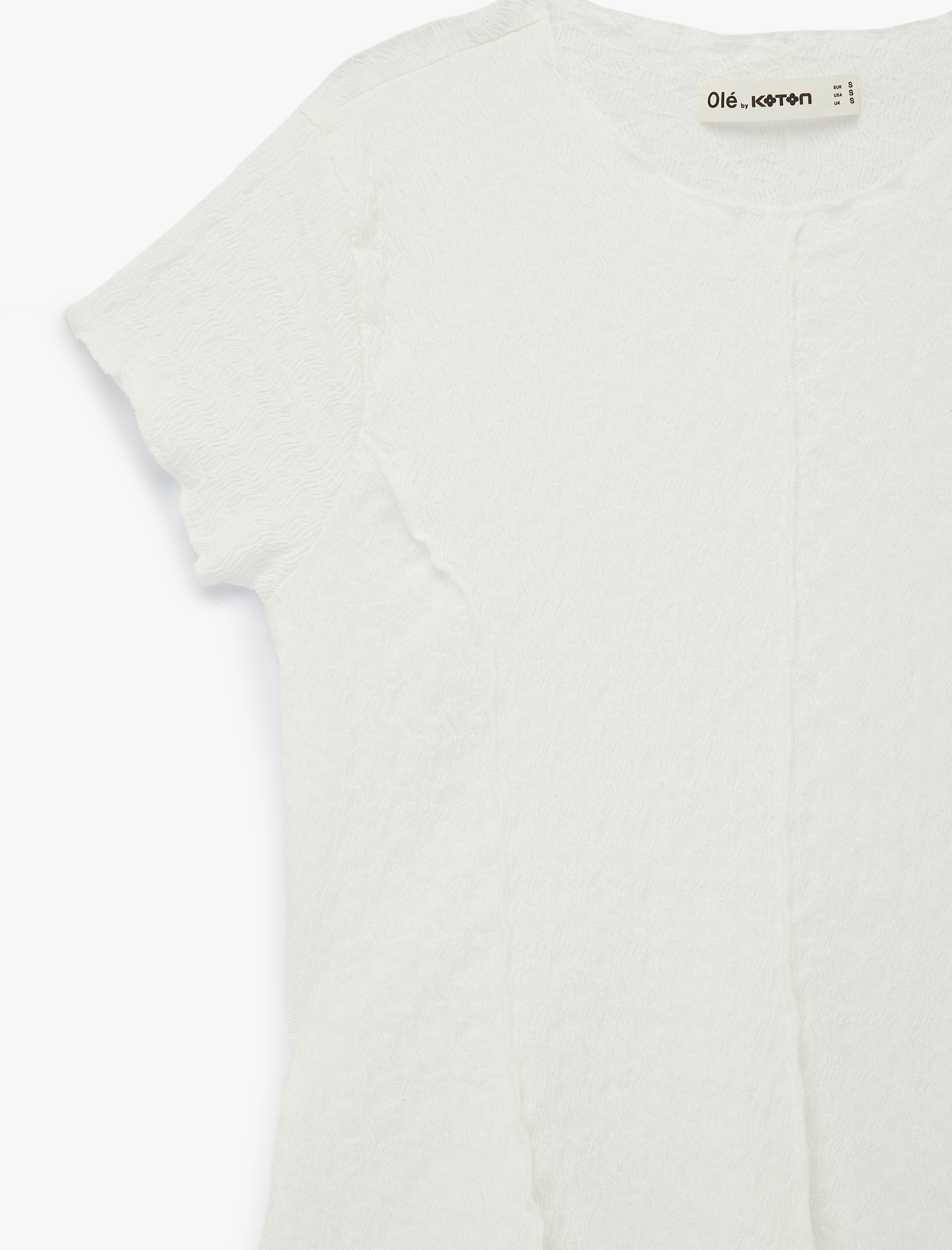   Nervürlü Kısa Kollu Bisiklet Yaka Bürümcük Slim Fit Bluz