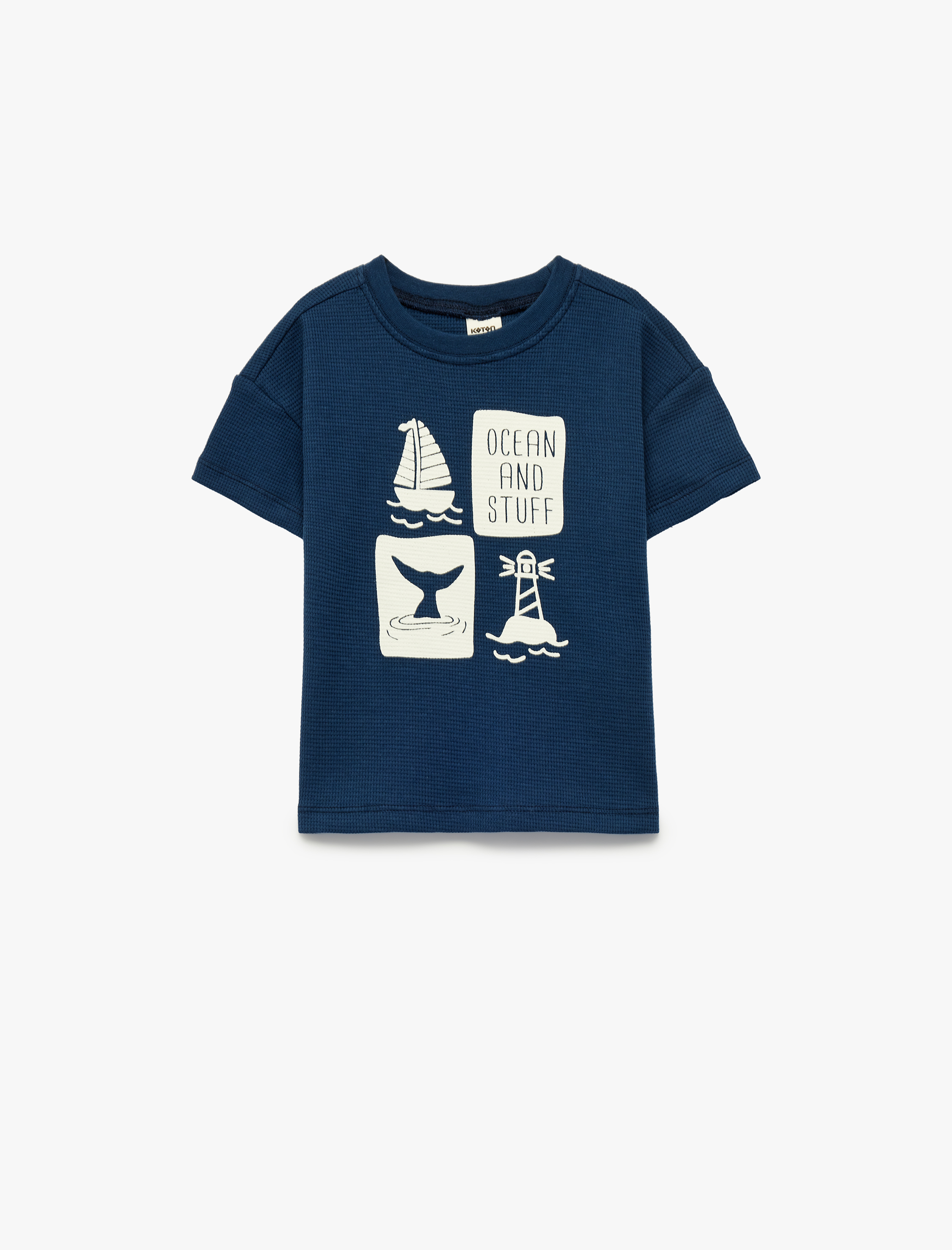  Erkek Bebek Kısa Kollu Bisiklet Yaka Baskılı Pamuklu Oversize Tişört