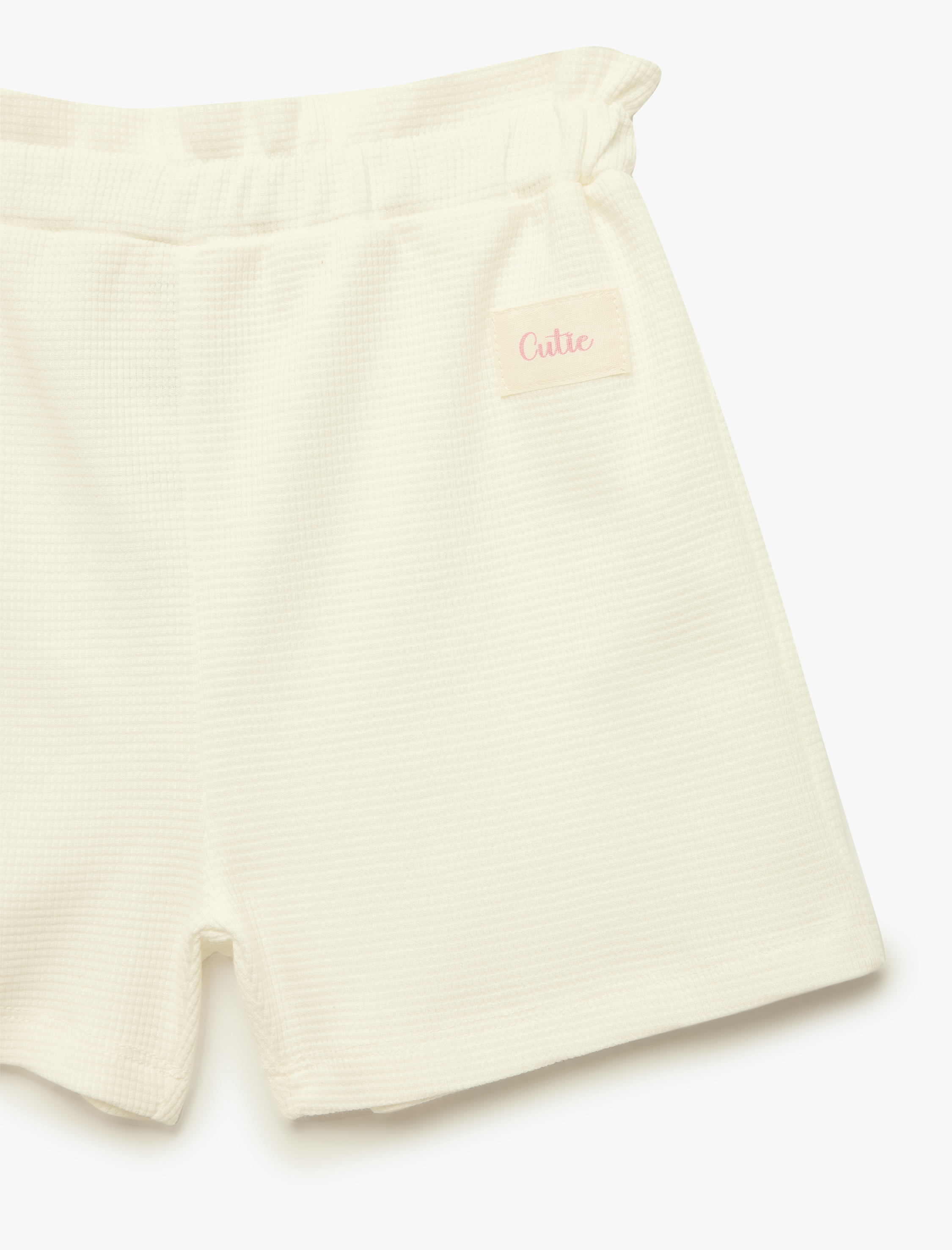  Kız Bebek Pamuklu Beli Lastikli Dokulu Şort