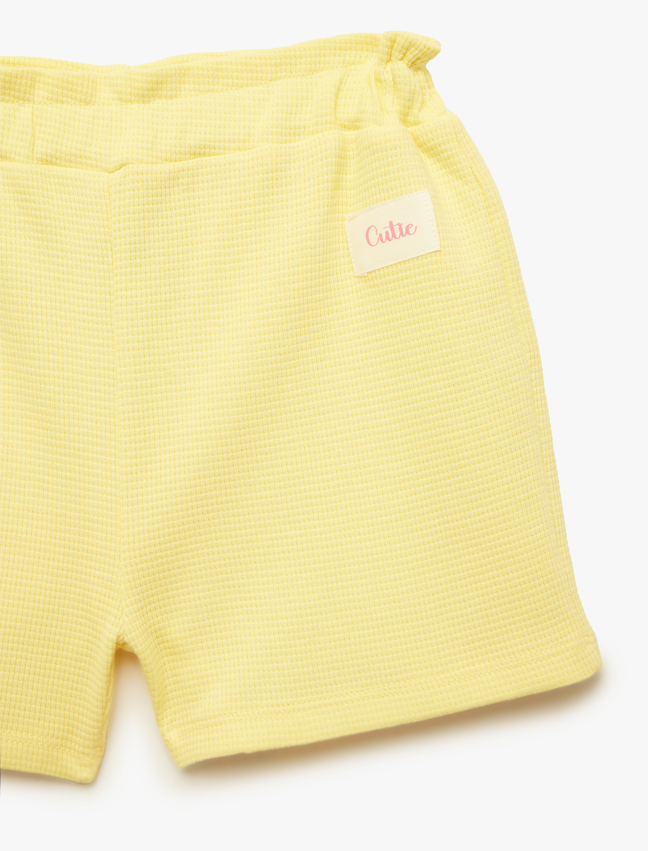  Kız Bebek Pamuklu Beli Lastikli Dokulu Şort